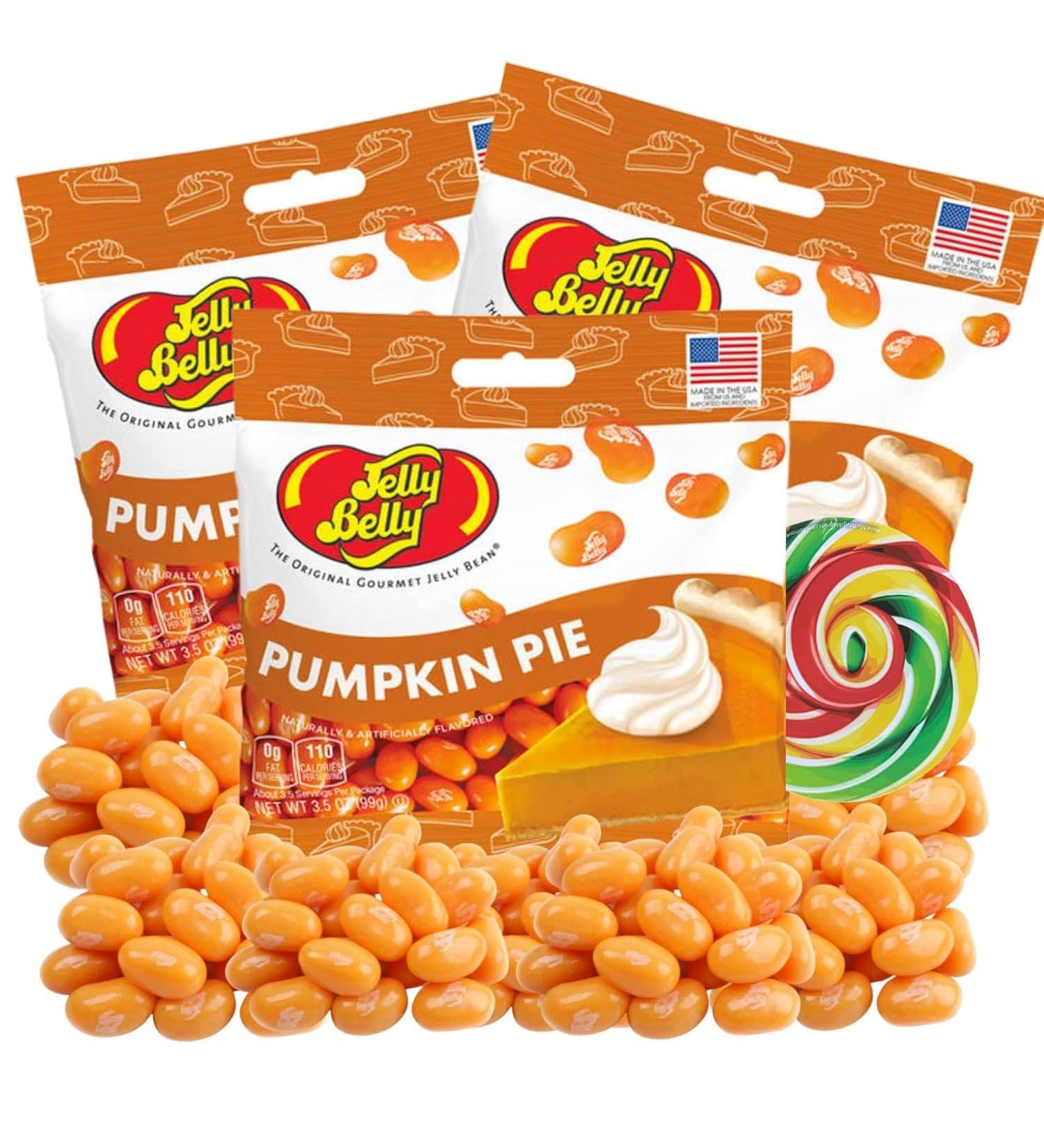 Jelly Belly Pumpkin Pie 100g Bag Bundle (Pack of 3) - Fall Candy Assortment Gourmet Jelly Beans Variety Pack Seasonal Treats for Halloween Thanksgiving and Autumn Celebrations Party Favors Gifts and Office Snacks Gluten-Free and Peanut-Free - Buy Online on GoSupps.com
