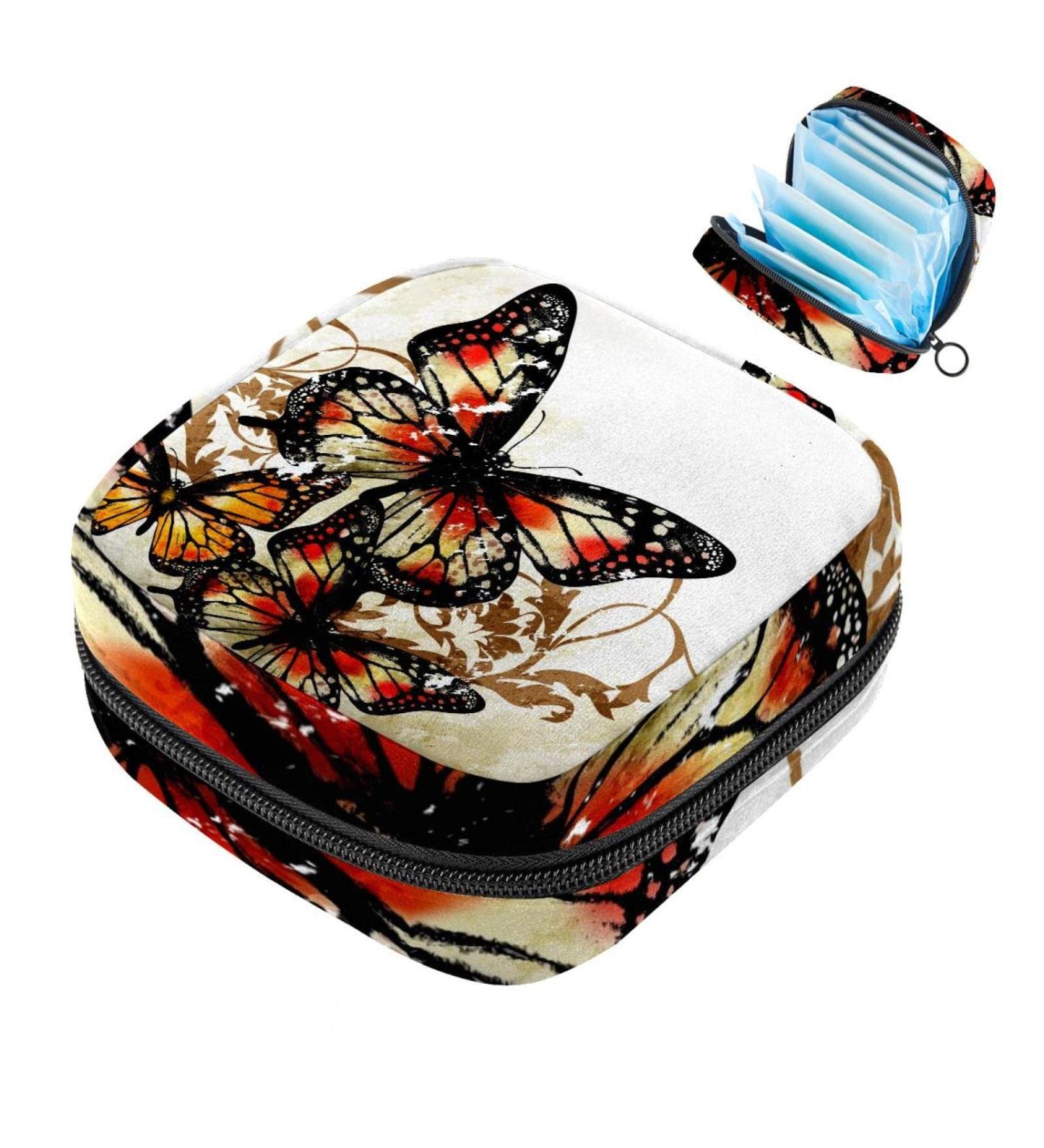 Portable Menstruation Pad & Cup Bag for Women | Butterfly & Flower Design | Ideal for Teens - Buy Online on GoSupps.com