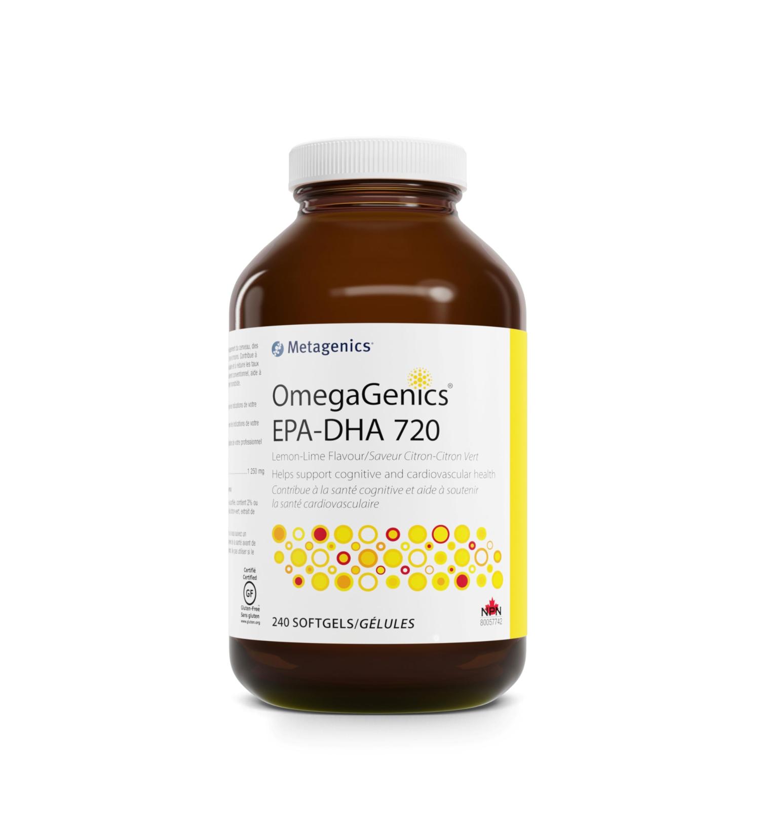 Metagenics OmegaGenics EPA-DHA 720mg - Daily Omega 3 Fish Oil Supplement to Support Cardiovascular Musculoskeletal and Immune System Health - 240 Softgels - Buy Online on GoSupps.com