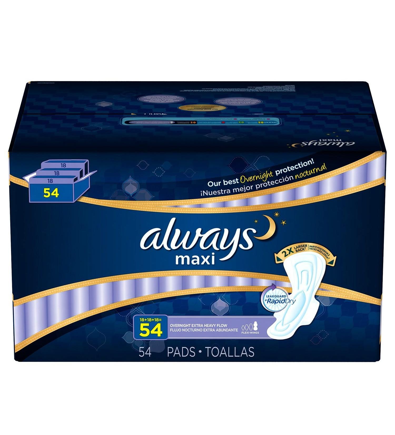 Always Maxi Overnight - Extra Heavy - 54 ct.