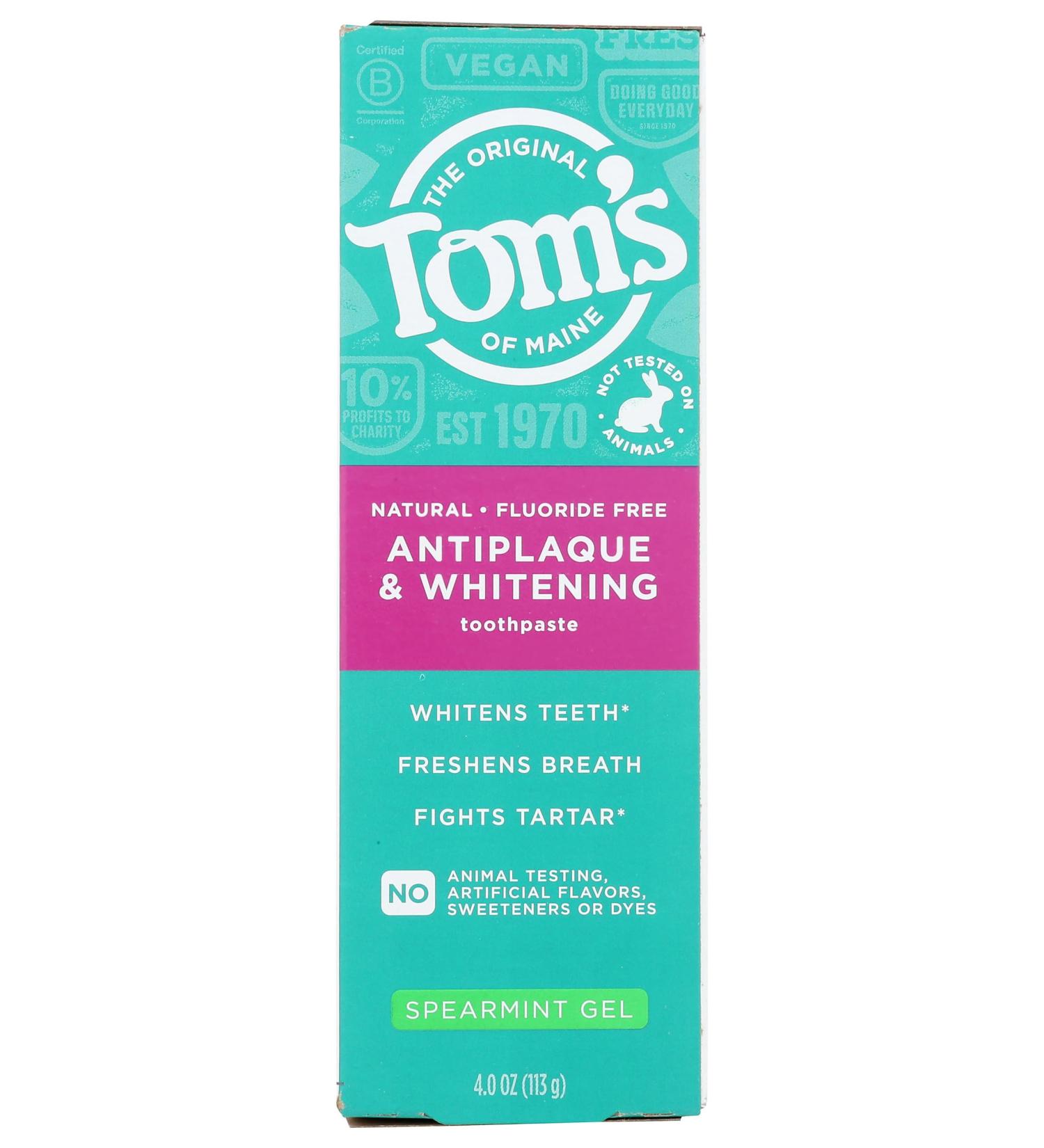 TOMS OF MAINE Whitening Spearmint Gel Toothpaste 4 OZ - Natural Teeth Whitening for Fresh Breath | Buy Internationally - Buy Online on GoSupps.com