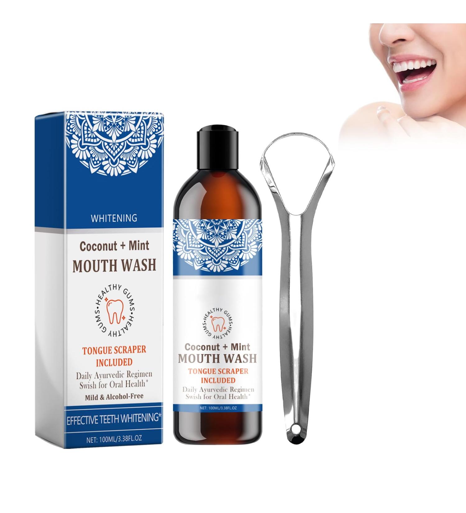 Non-Alcoholic Mouthwash with Tongue Scraping - Daily Oral Care & Fresh Breath | International Shipping - Buy Online on GoSupps.com