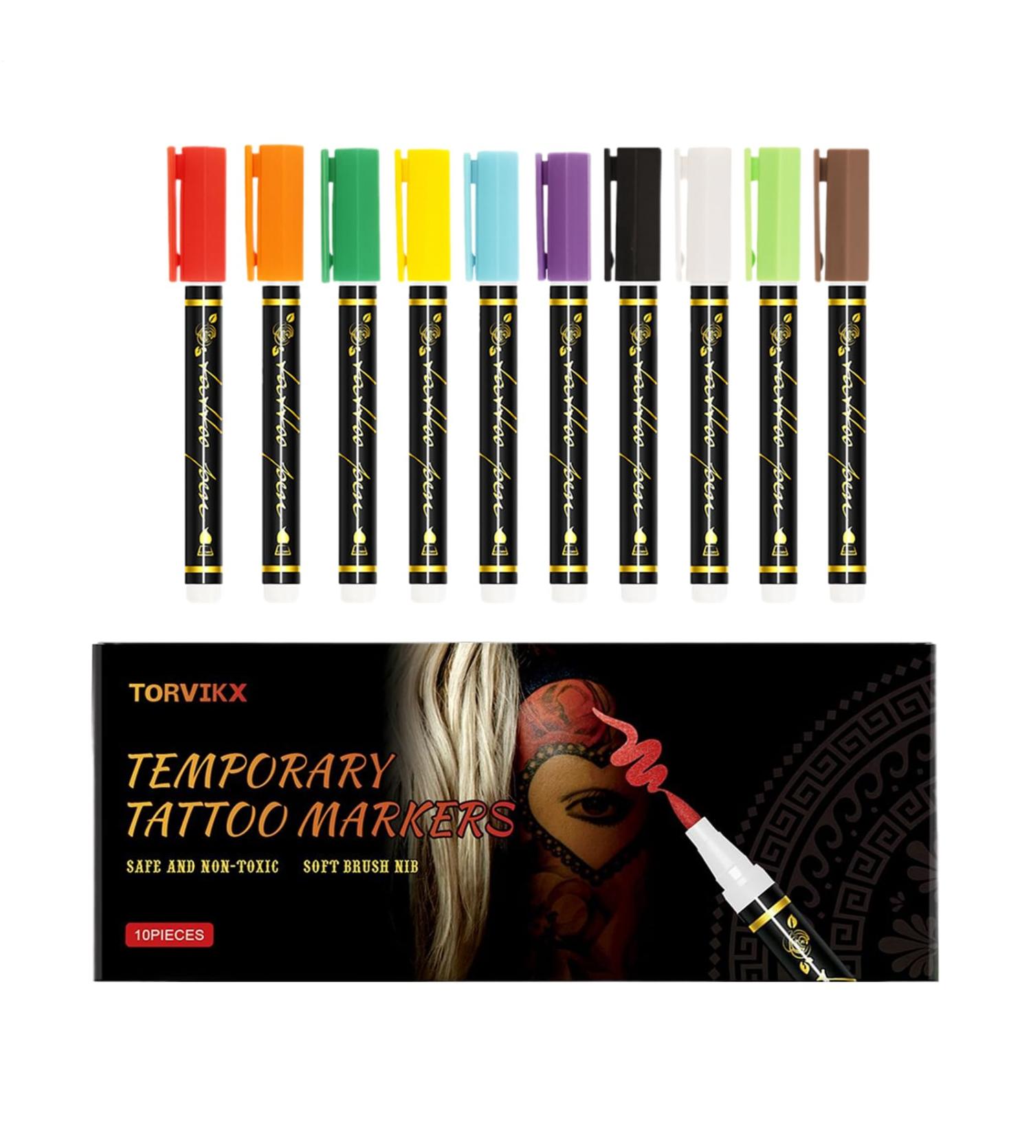  Gazocua Skin Pencil - 10 Colors Skin-Friendly Face Paint - Creative Skin Marker Pen | For Teens Adults Birthday Party Cosplay Festival Makeup Game - Buy Online on GoSupps.com