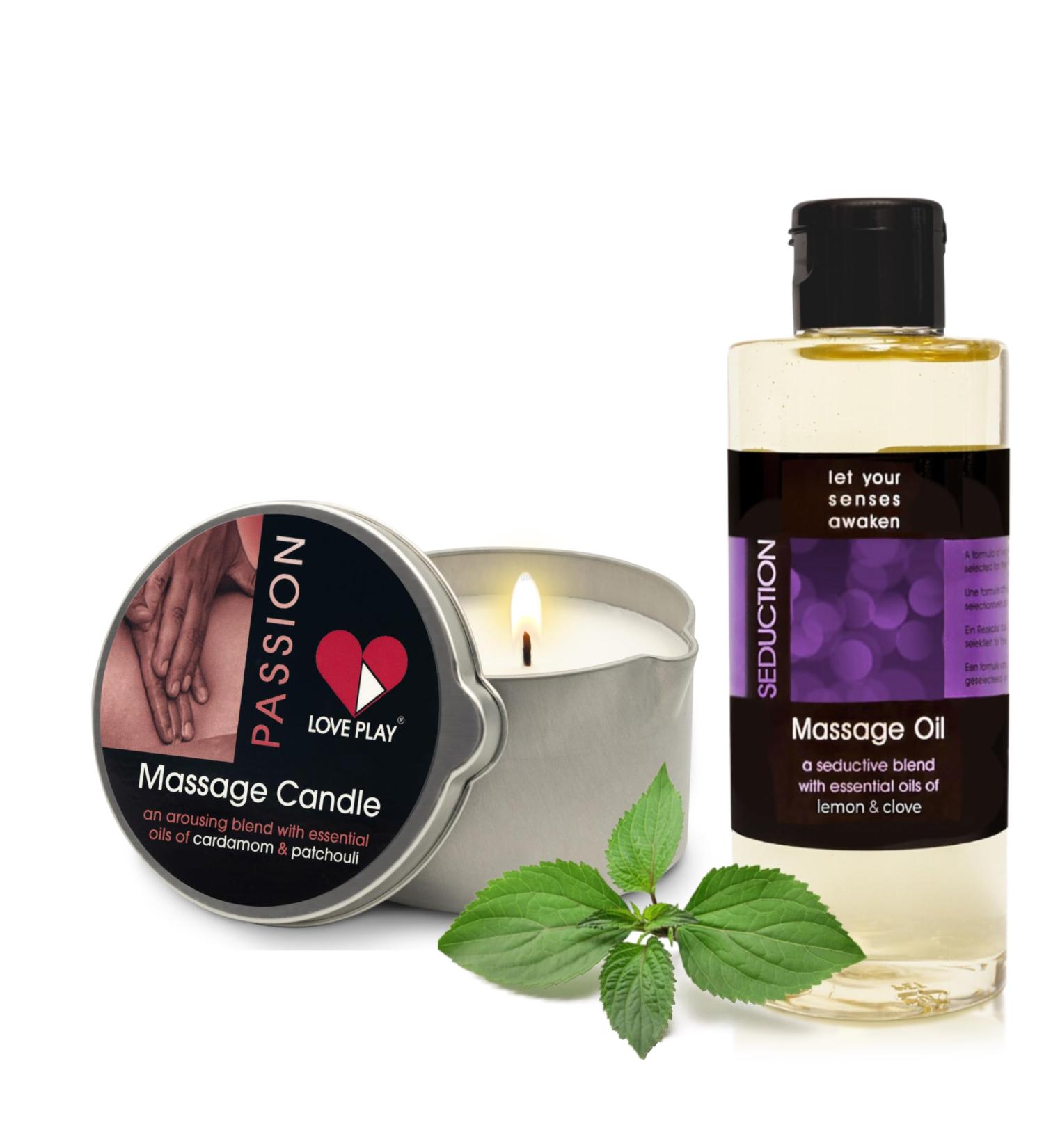 LOVE PLAY Massage Oil Set for Sore Muscles & Relaxation - Vegan Body Oils with Essential Oils - 6.76 oz Each - Buy Online on GoSupps.com