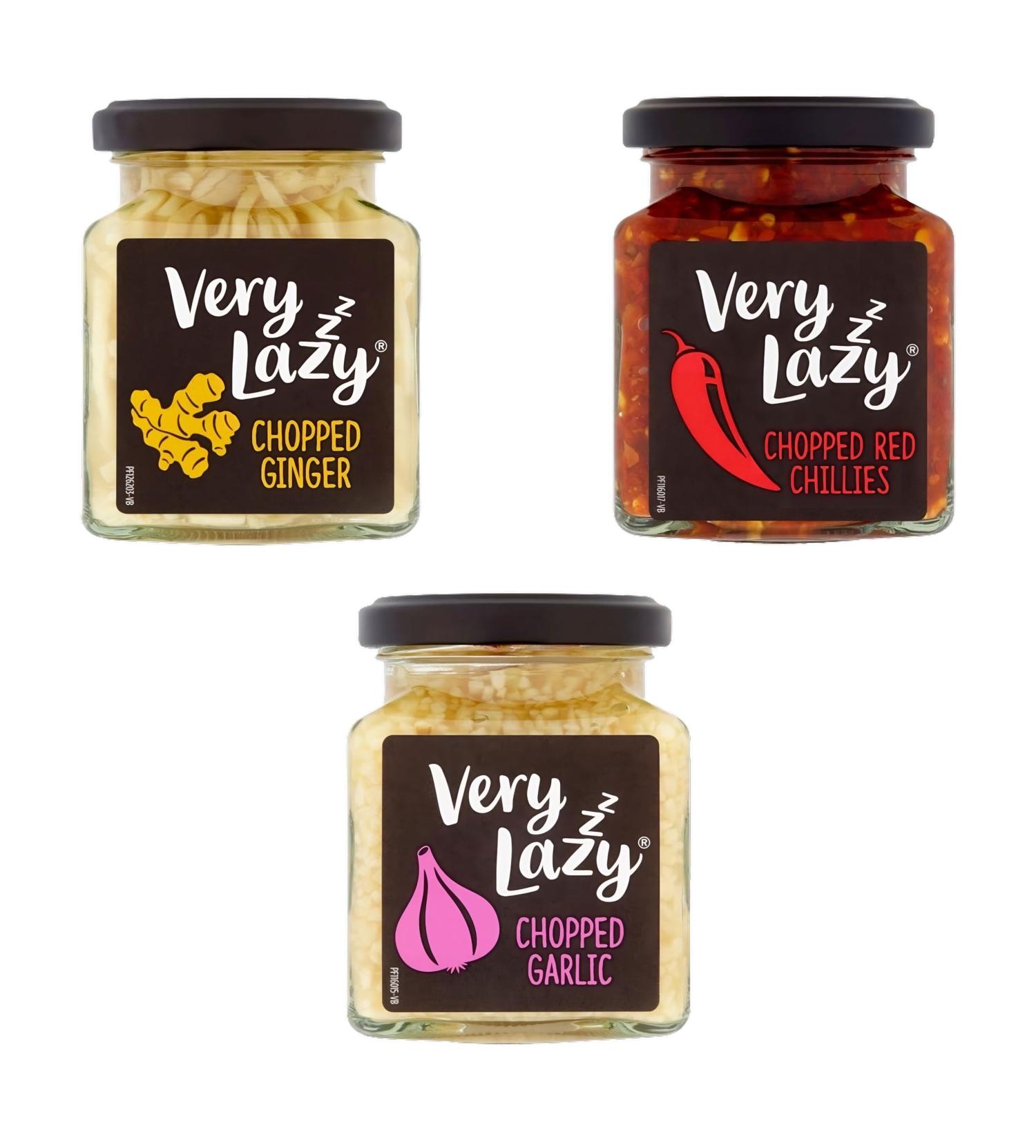 Very Lazy Chopped Sliced Pick N Mix - Choose From 2+ Flavours | Garlic Red Chillies Ginger - Pack of 3 - Buy Online on GoSupps.com