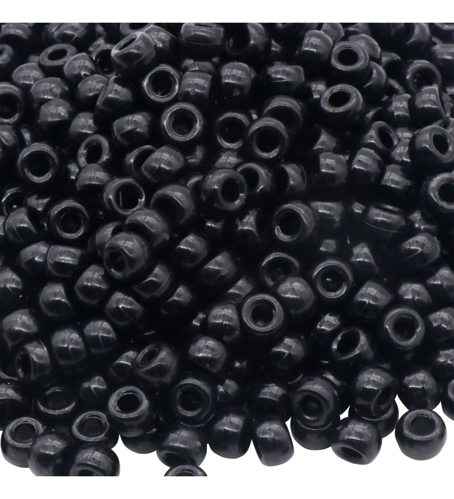 1000Pcs 9mm Black Plastic Pony Beads for Bracelet, Necklace, Hair Braids - Girls Key Chain Jewelry Making - Buy Online on GoSupps.com