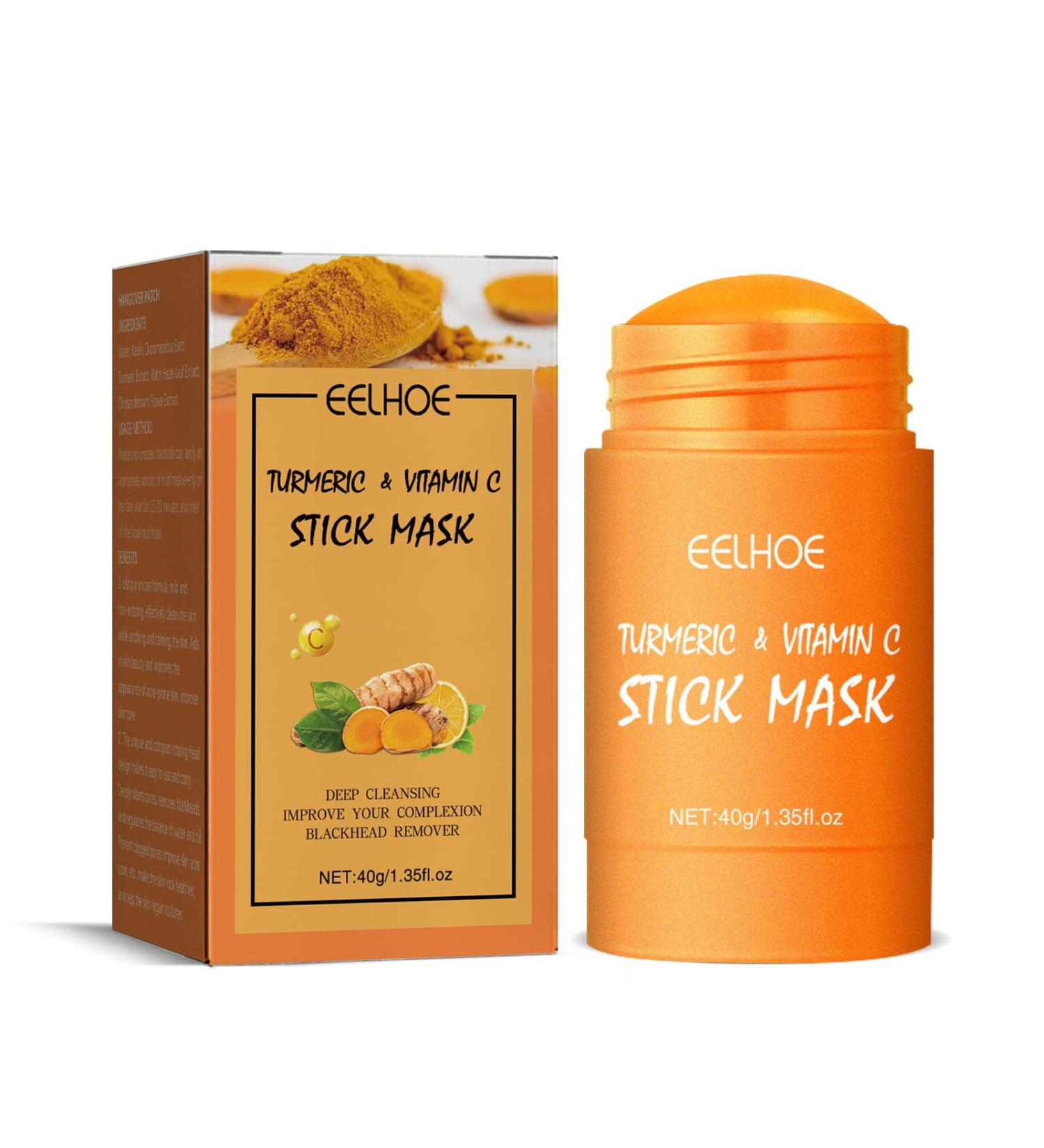 Organic Turmeric Facial Clay Stick Mask - Vitamin C Acne & Blackhead Remover for Men & Women | Skin Tightening & Pore Filler - Buy Online on GoSupps.com