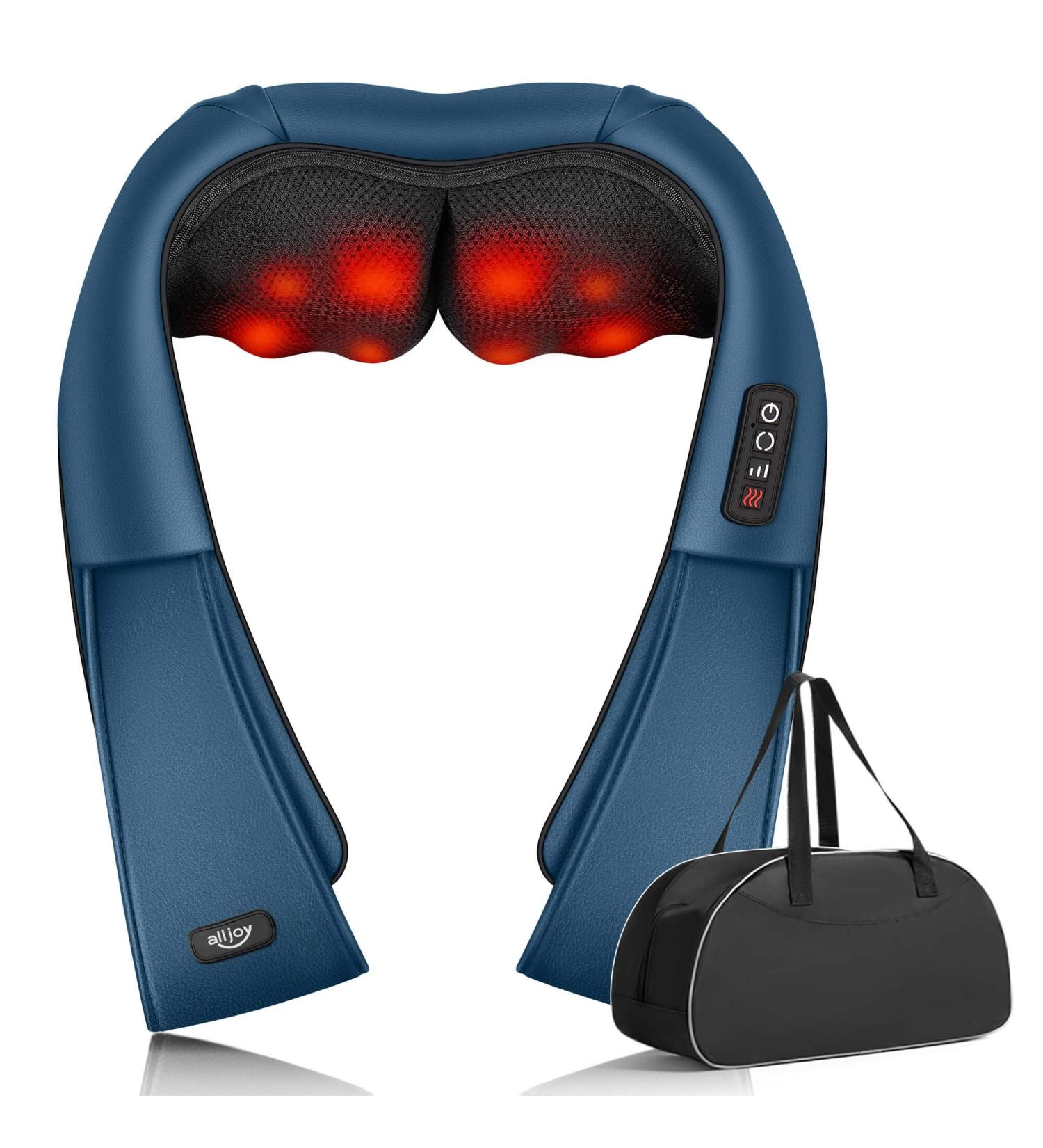 AllJOy Shiatsu Neck and Back Massage Device with Heat - Electric Shoulder & Foot Massager for Home & Office | Perfect Gift for Men & Women - Buy Online on GoSupps.com