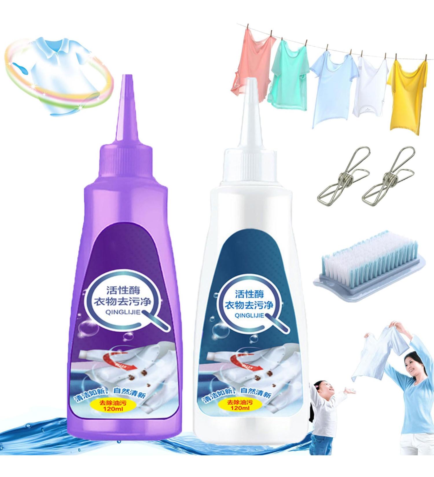 LONGLUAN Active Enzyme Clothing Stain Remover Active Enzyme Laundry Cleaning Stain Remover Clothes Stain Remover Garment Stubborn Stain Cleaner for Removing Stains (2Pcs-C) - Buy Online on GoSupps.com