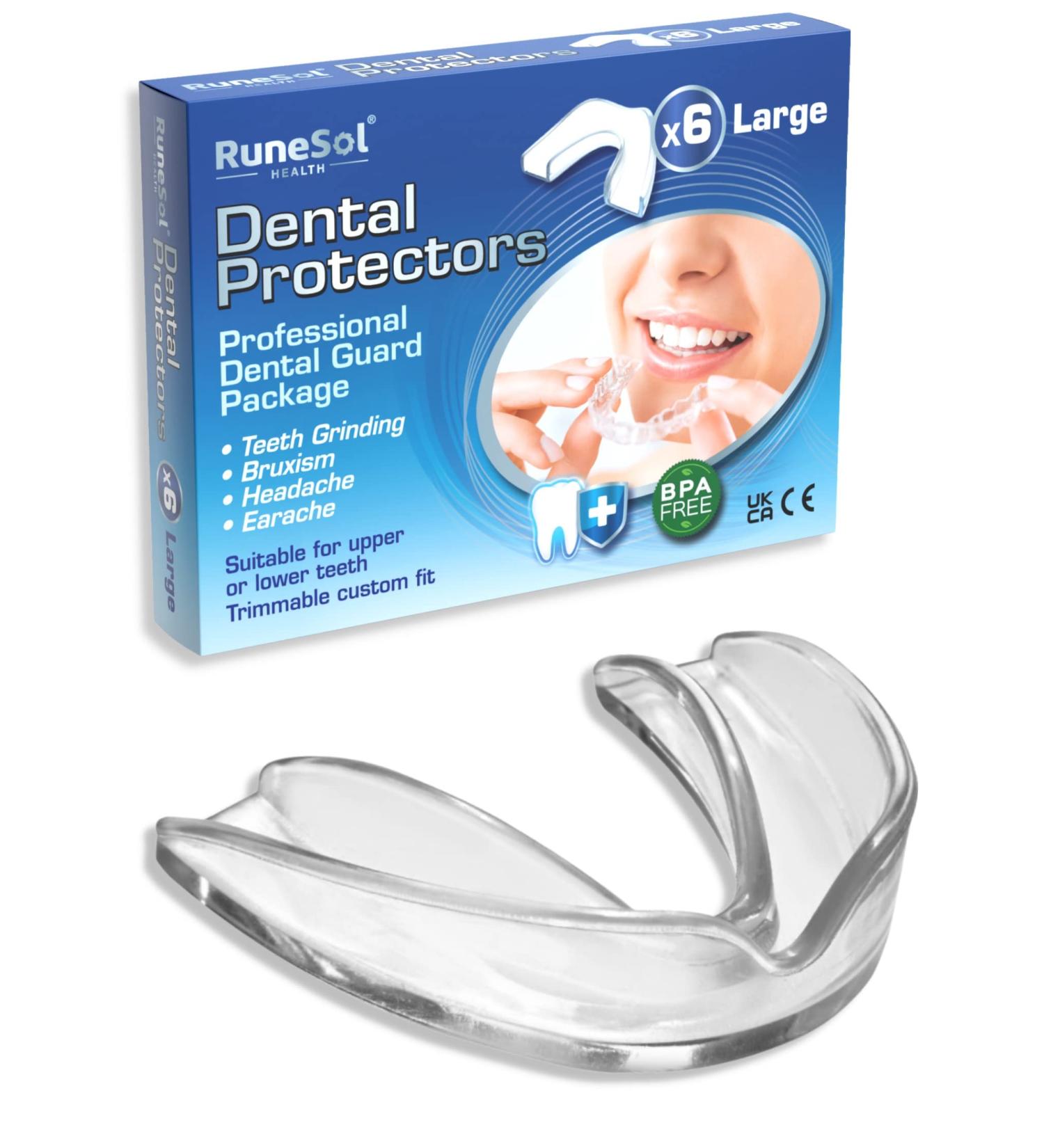 Runesol Large 6pk Mouth Guard for Teeth Grinding Bruxism - Dental Protector Class 1 Medical Device - UKCA CE Certified - Adults Night Dental Guard - Buy Online on GoSupps.com