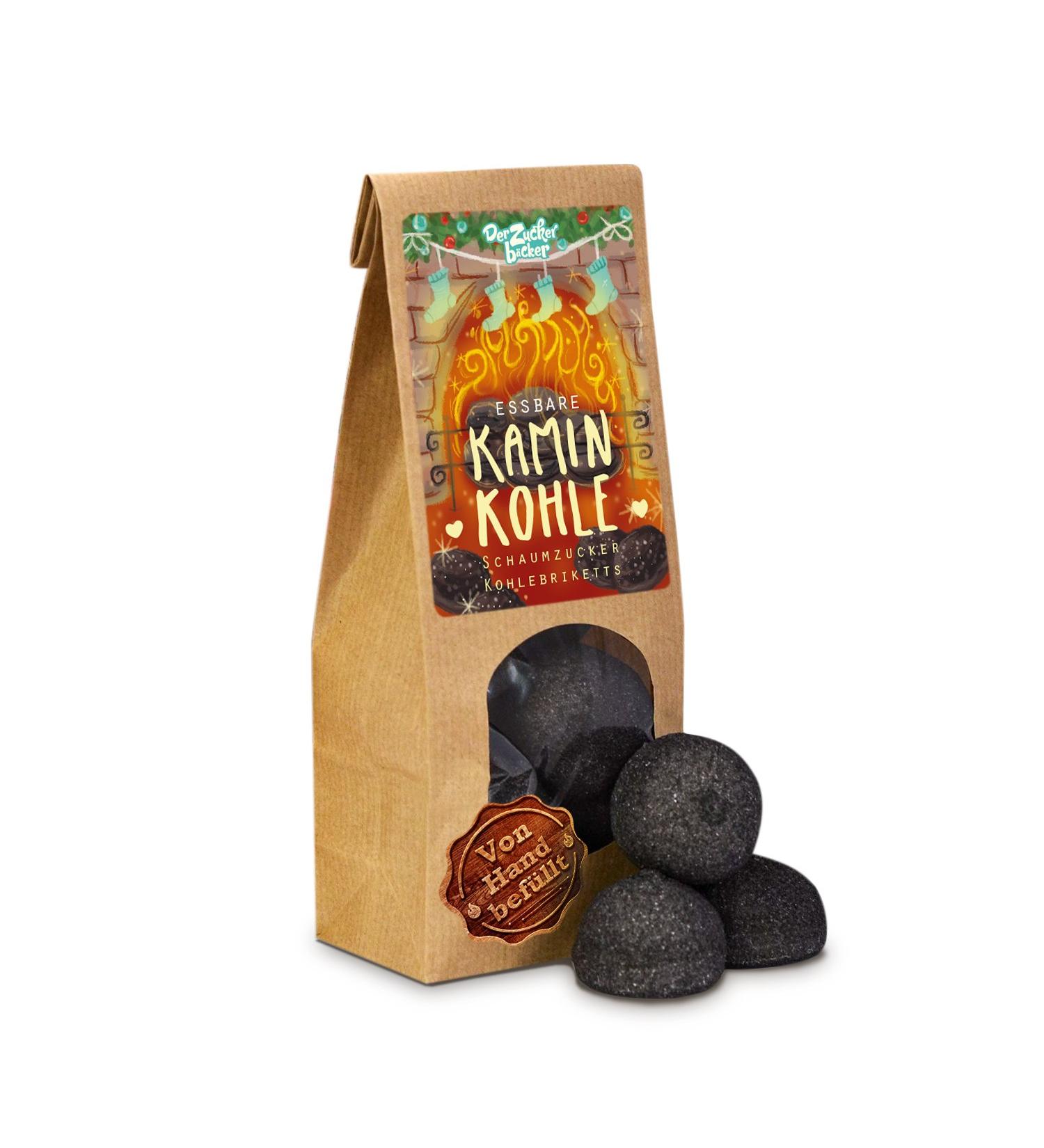 Edible chimney coat black foam sugar coal briquettes in a great miracle bag perfect for the cold season nice gift idea around the Advent season
