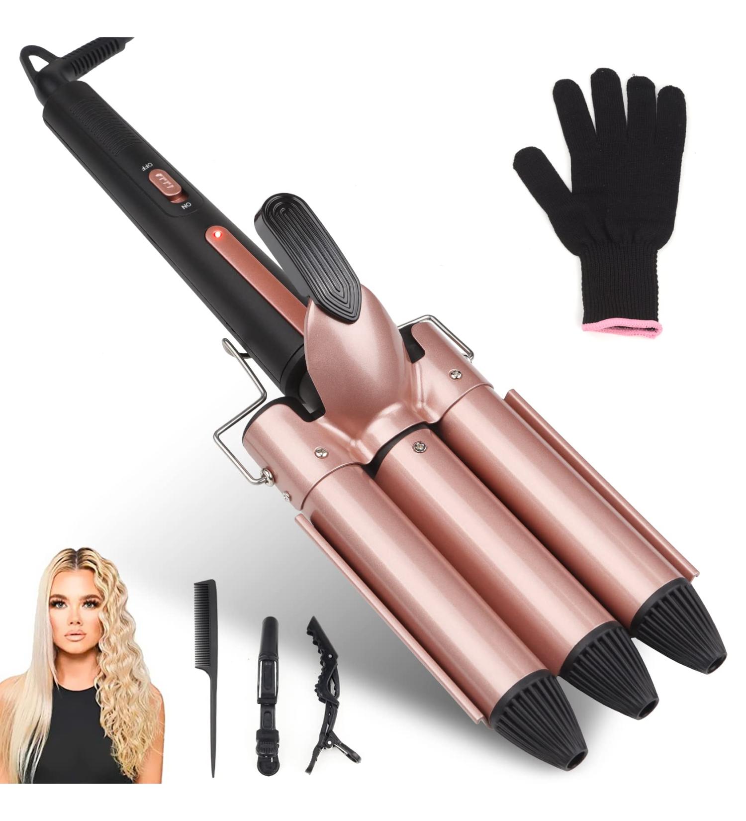 Jaeton 3 Barrel Curling Iron - 25mm Ceramic Curlers for Waves - Quick Heating & UK Plug - Perfect for Long/Short Hair - Buy Online on GoSupps.com