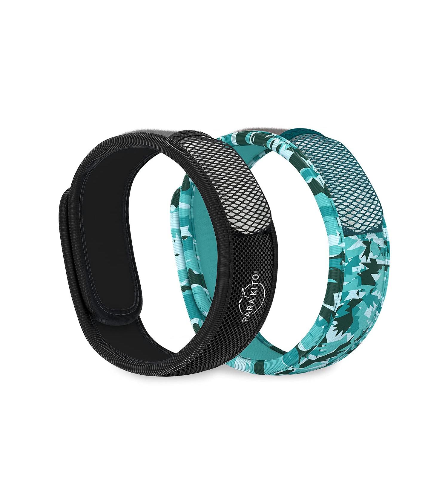 Para'Kito Mosquito Repellent Bundle | Peppermint Oil Bracelets & Refills | Hiking & Camping Accessories | Paraben & DEET Free - 2 Wristbands & 2 Refills (Black + Conceal) - Buy Online on GoSupps.com