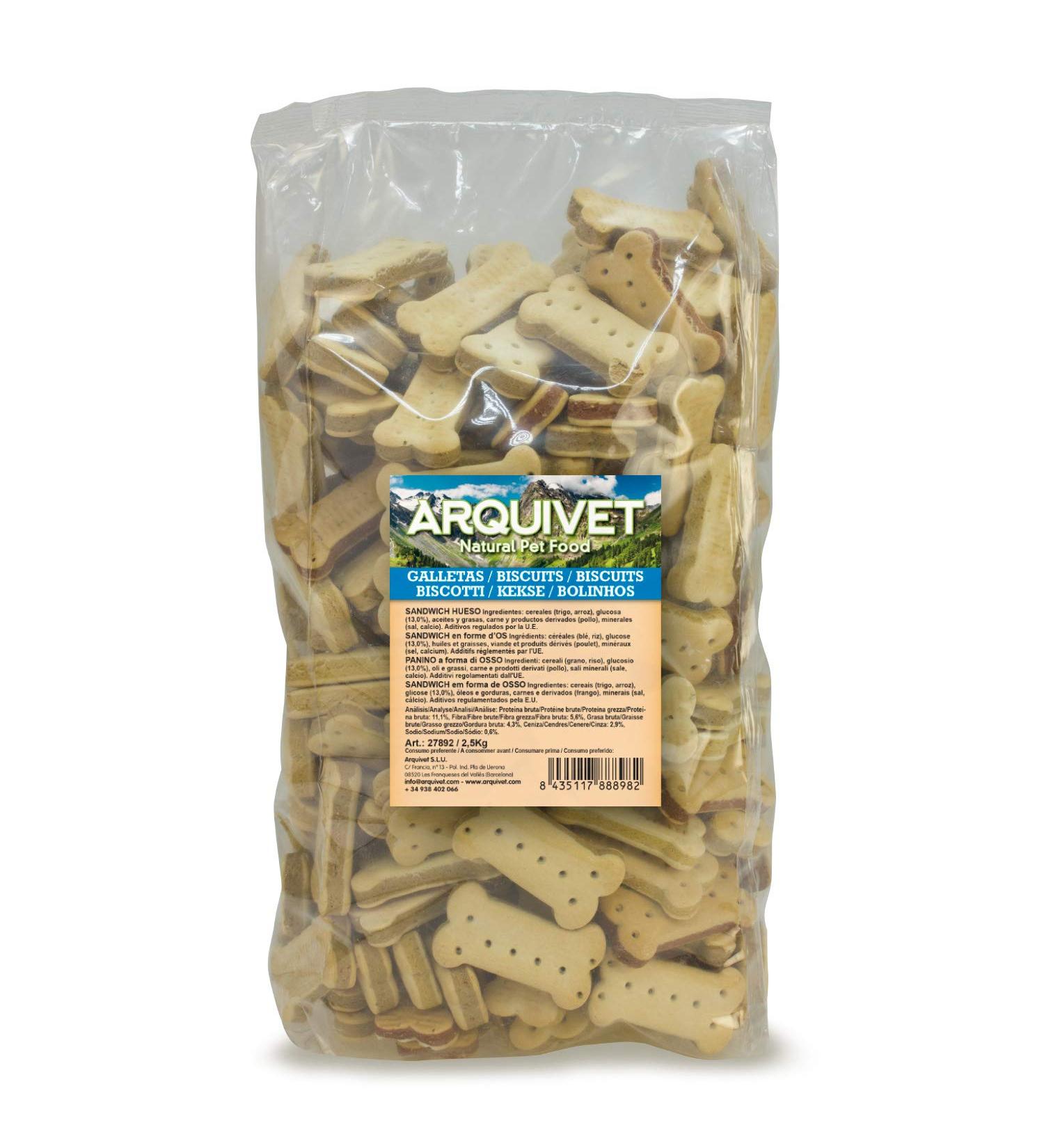 Arquivet Sandwich Bone Dog Biscuits - 10 kg Pack | Healthy Treats for Dogs - International Shipping Available - Buy Online on GoSupps.com
