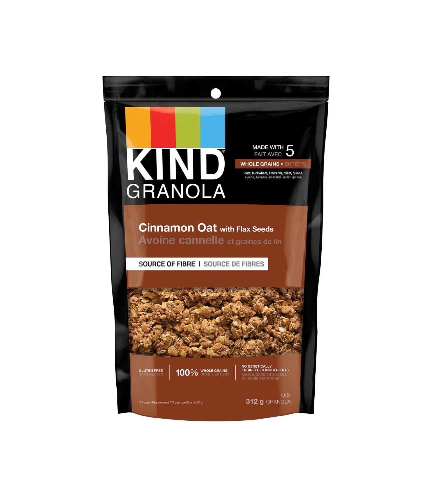KIND Healthy Grains Clusters Cinnamon Oat Clusters with Flax Seeds Granola Gluten Free 312 Gram Bag Cinnamon Oat Clusters with Flax Seeds 312 g (Pack of 1) - Buy Online on GoSupps.com