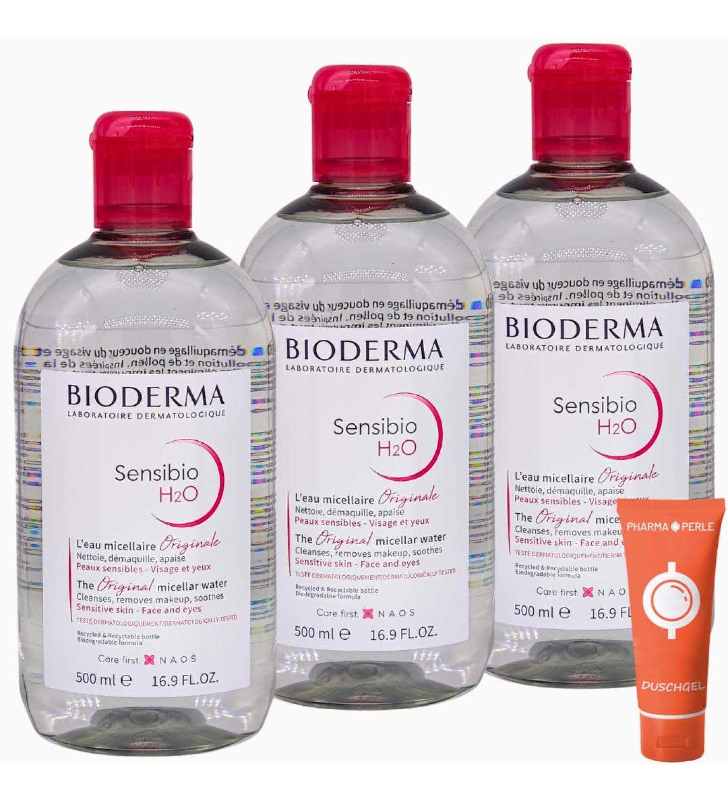Buy Bioderma Sensibio H2O Micellar Solution 3x500ml | Gentle Makeup Remover & Skin Moisturizer | Strengthens Skin Barrier | Free Pharmaceutical Gift - Buy Online on GoSupps.com