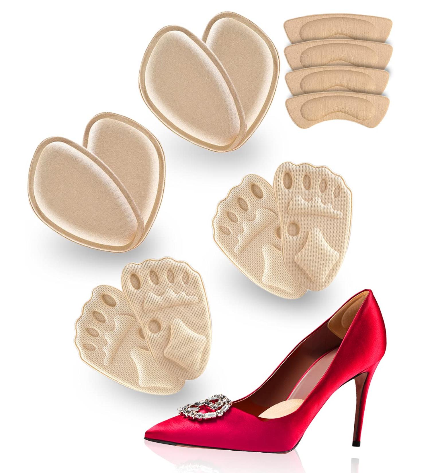 High Heel Cushion Inserts & Metatarsal Pads for Women - 4 Pairs Ball of Foot Cushions, 2 Pairs Heel Pads - Pain Relief, Shock Absorption, Blister Prevention - Buy Online on GoSupps.com