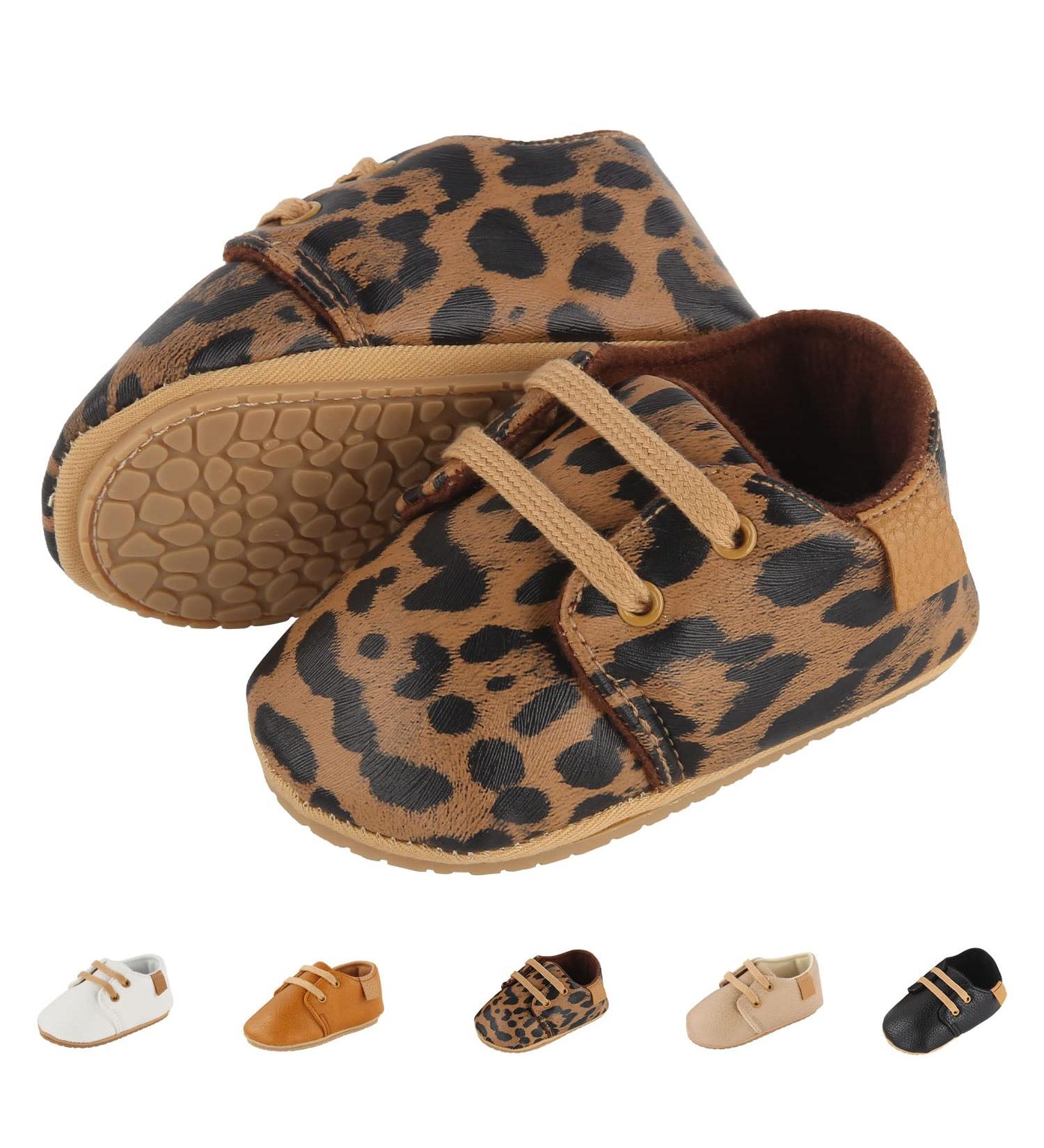 Baby First Walking Shoes for Boys and Girls | Non-Slip Rubber Soles | Leopard Print | 0-18 Months - Buy Online on GoSupps.com