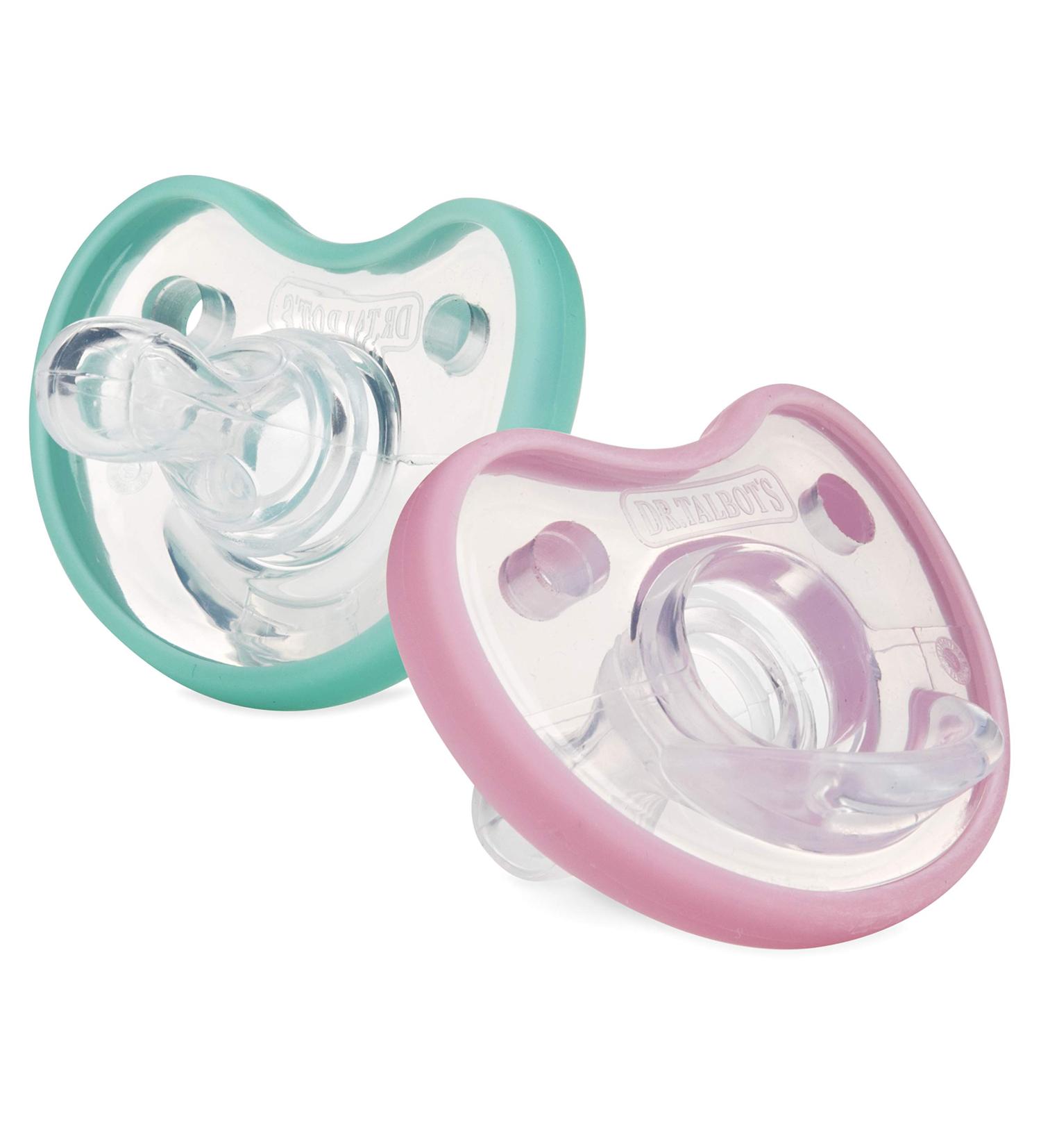 Dr. Talbot's Soft-Flex Orthodontic Pacifiers 0-6 Months Pink/Aqua 2 Pack for Baby Girls - Buy Online on GoSupps.com