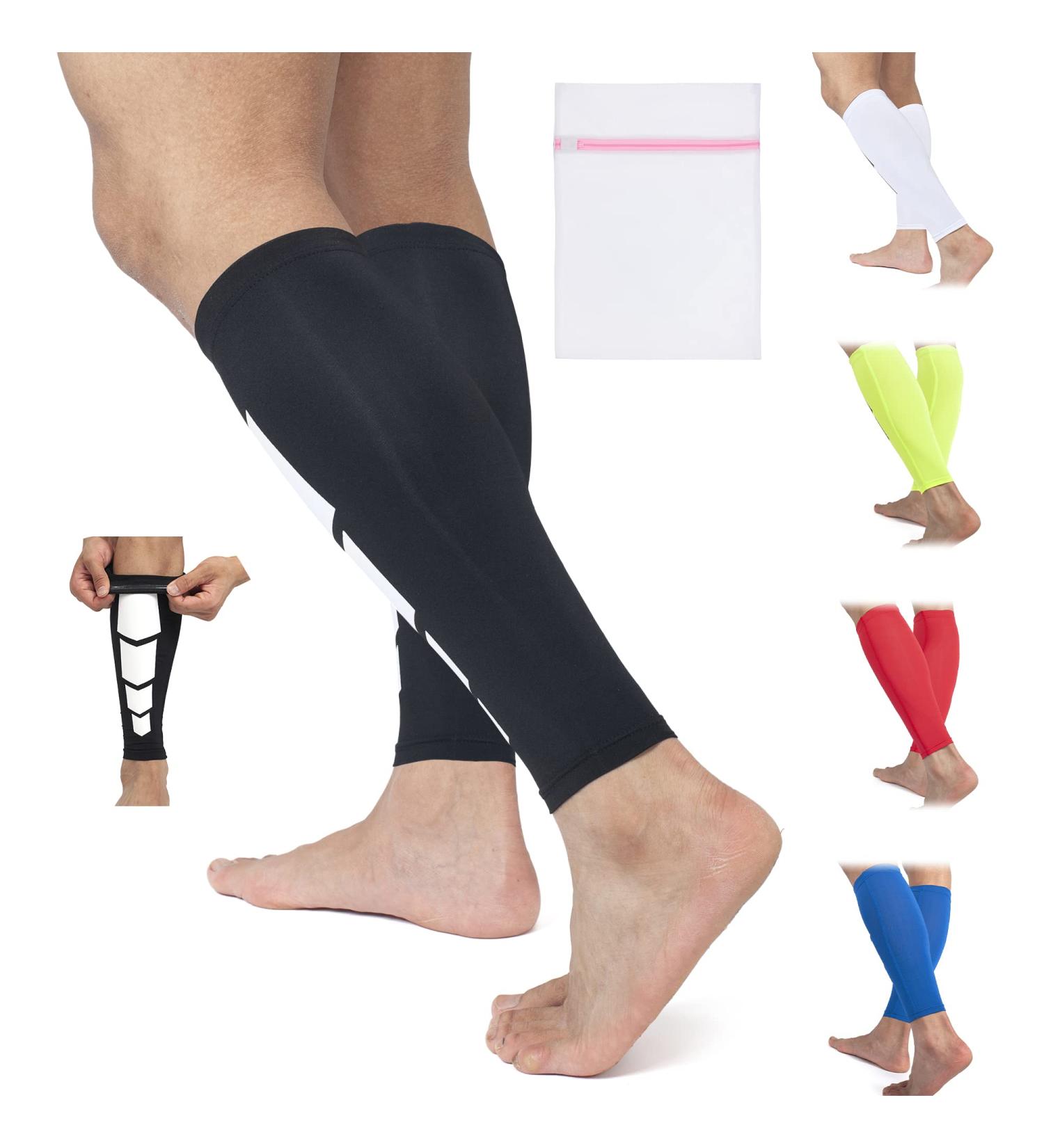 360 RELIEF Compression Calf Sleeves - XL Black | For Fitness, Sports, Shin Splints, Muscle Cramps | Running, Jogging, Hiking | 1 Pair + Mesh Laundry Bag - Buy Online on GoSupps.com