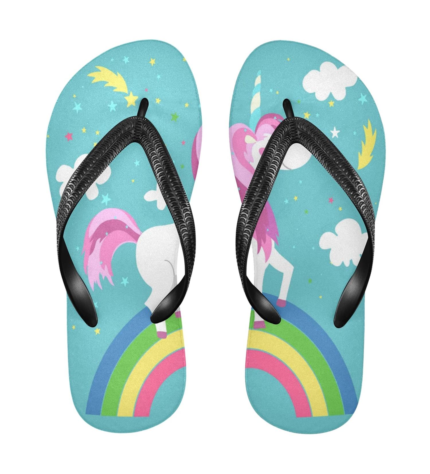 Buy Mnsruu Rainbow Cloud Unicorn Flip Flop Sandals - Multi-Colored Slippers for Men & Women | Home Spa Travel - Buy Online on GoSupps.com