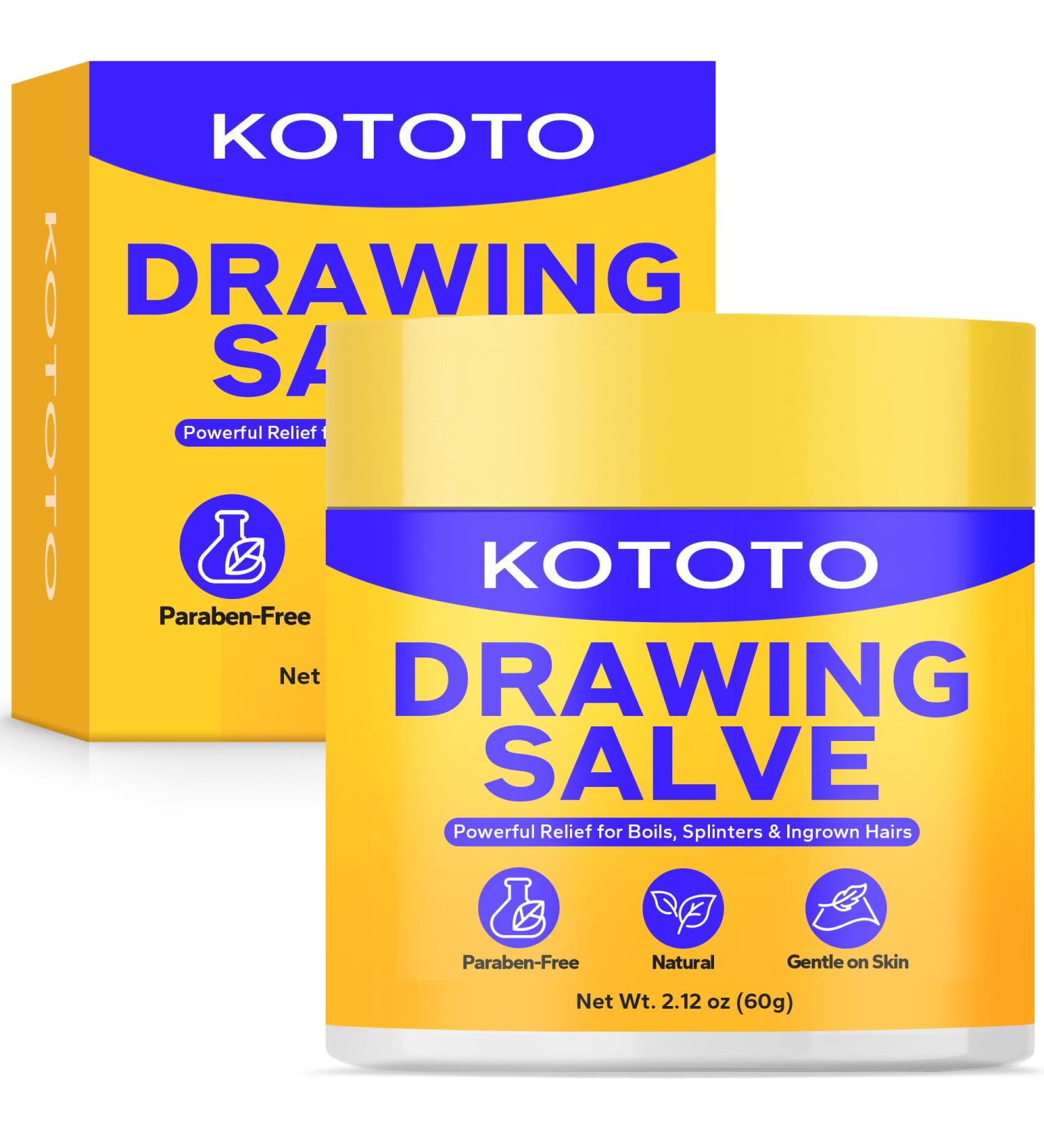 Kototo Naturals Drawing Salve Ointment for Boil & Cyst Removal Deep Ingrown Hair Splinter Remover Bee Sting Mosquito Itching Poison Ivy Gentle Ingredients for Skin (2.12 Oz) - Buy Online on GoSupps.com