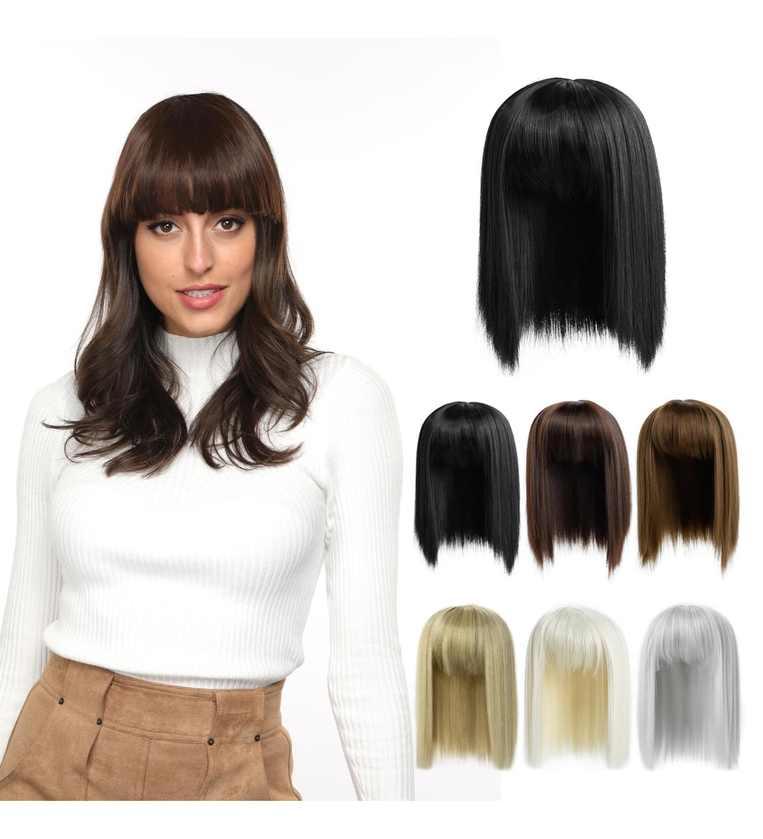 Yamel Natural Black Hair Topper with Bangs - 10 Inch Women's Wiglet for Thinning Hair - Buy Online on GoSupps.com
