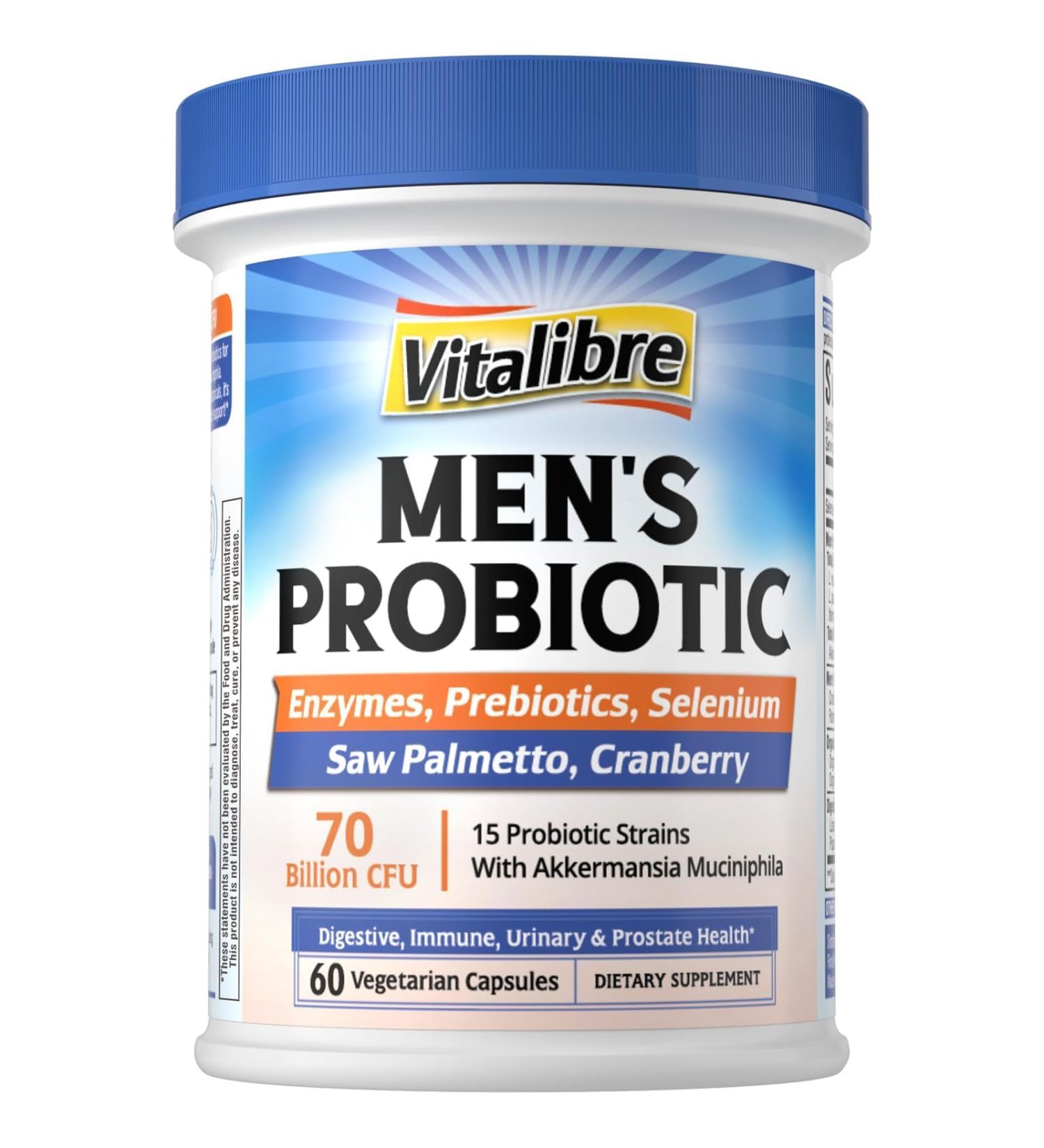 Probiotics for Men 70 Billion CFU 15 Strains Selenium Enzymes Saw Palmetto Cranberry for Digestive Gut Immune Prostate & Urinary Tract Health Shelf Stable 60 Capsules 60 Count (Pack of 1) - Buy Online on GoSupps.com