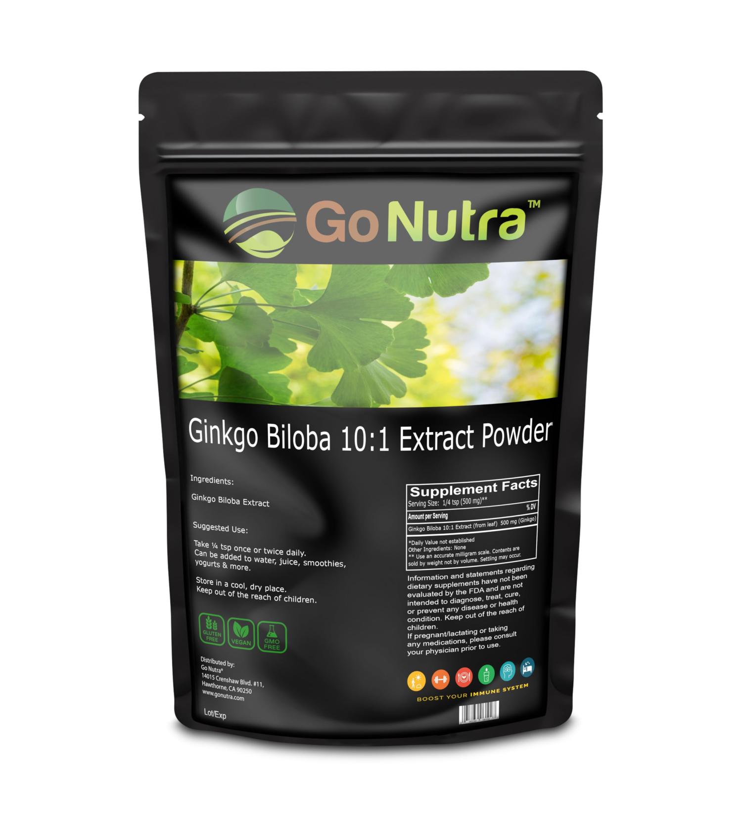 Go Nutra Ginkgo Biloba Powder 8 oz. | Pure Ginkgo Biloba Supplements Ginkgo Powder from Biloba Leaf (8oz.) - Buy Online on GoSupps.com