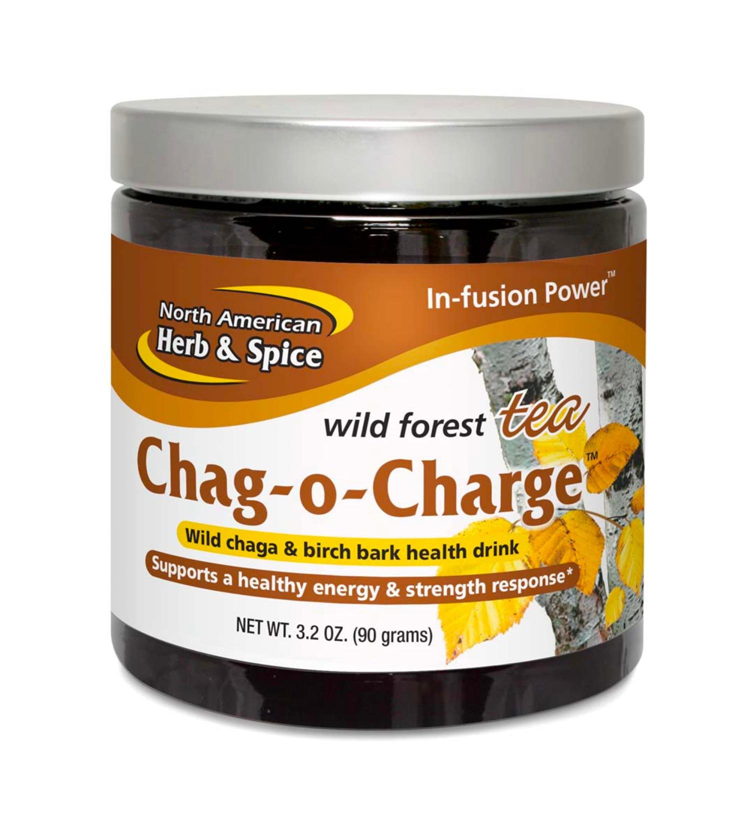 North American Herb & Spice Chag-o-Charge Tea - Chaga Mushroom & Birch Bark - 45 Servings for Energy & Antioxidants (3.2 oz) - Buy Online on GoSupps.com