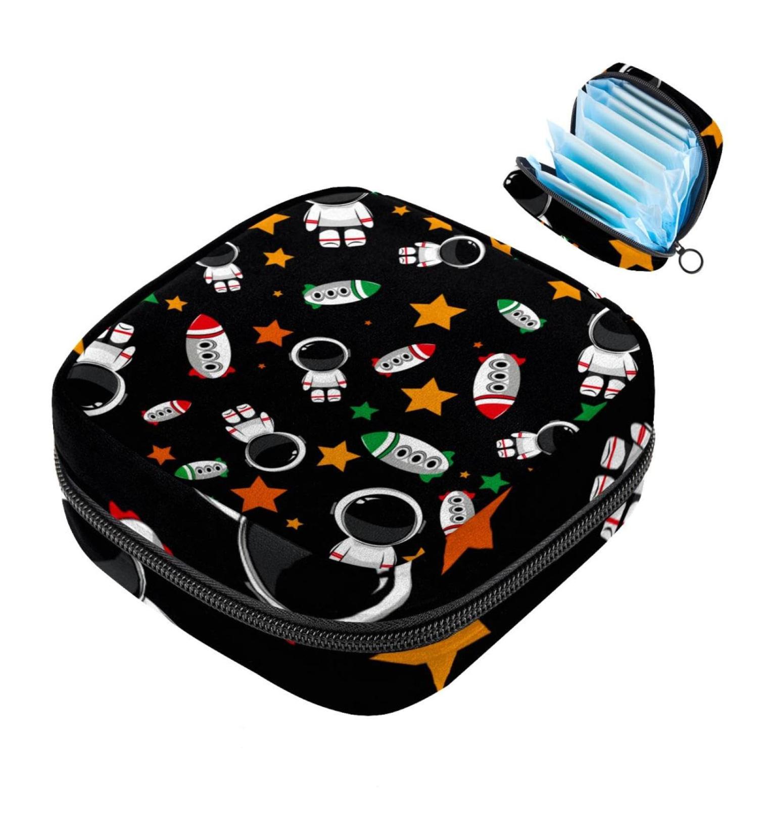 Portable Women's Binding-Up Bags | Menstrual Cup Pocket & Pads | Teen Girls Tampons | Space Rockets Multicolored - Buy Online on GoSupps.com