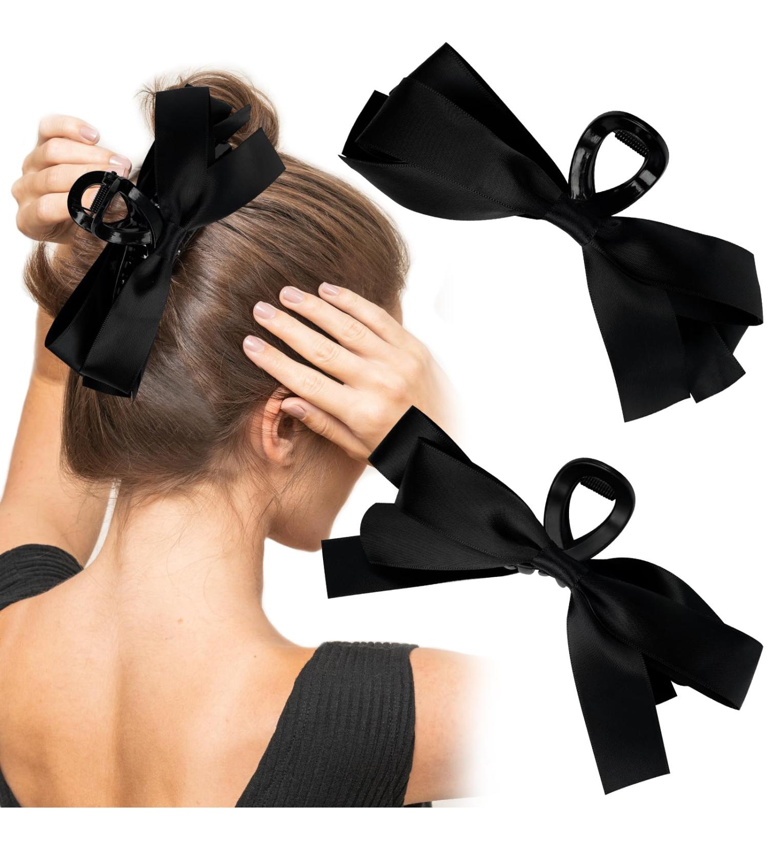 2pcs Big Bow Hair Claw Clips for Women - French Bow-knot Barrettes for Thick Thin Hair - Nonslip Black Bow Hair Claws - Perfect for Birthday Party, Show, Christmas & Thanksgiving - Buy Online on GoSupps.com