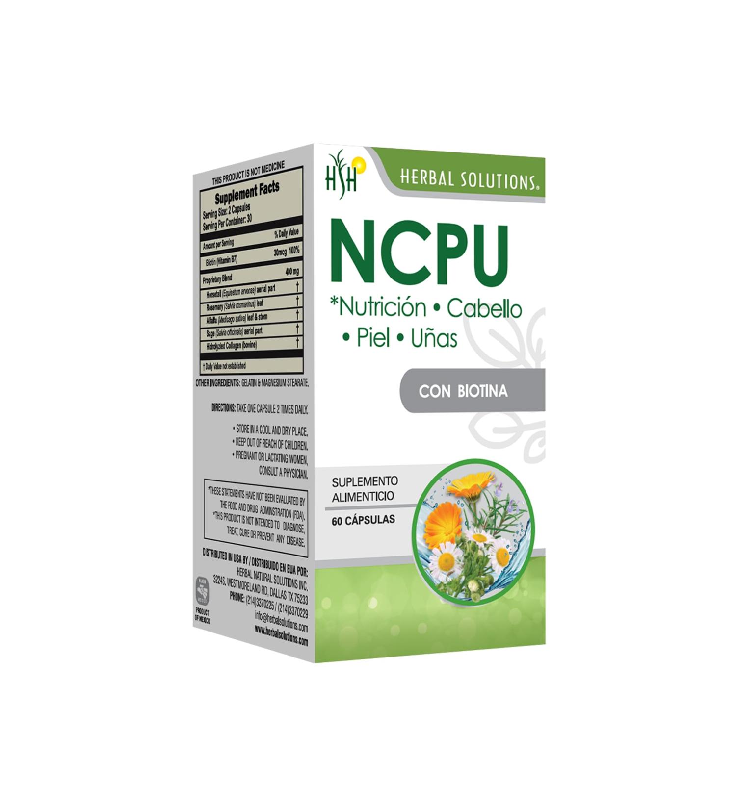 Herbal Solutions NCPU- Natural Beauty Nutritional Supplement for Skin Hair & Nails - Horsetail Collagen Complex with Rosemary & Sage - 60 Capsules for Skin and Hair Growth Support