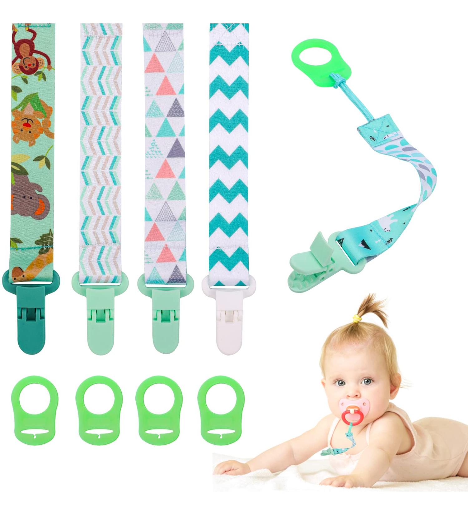 10 Pcs Boys Dummy Clip with Silicone Adapter - Baby Pacifier Holder Straps for Teething Toys - Green - Buy Online on GoSupps.com