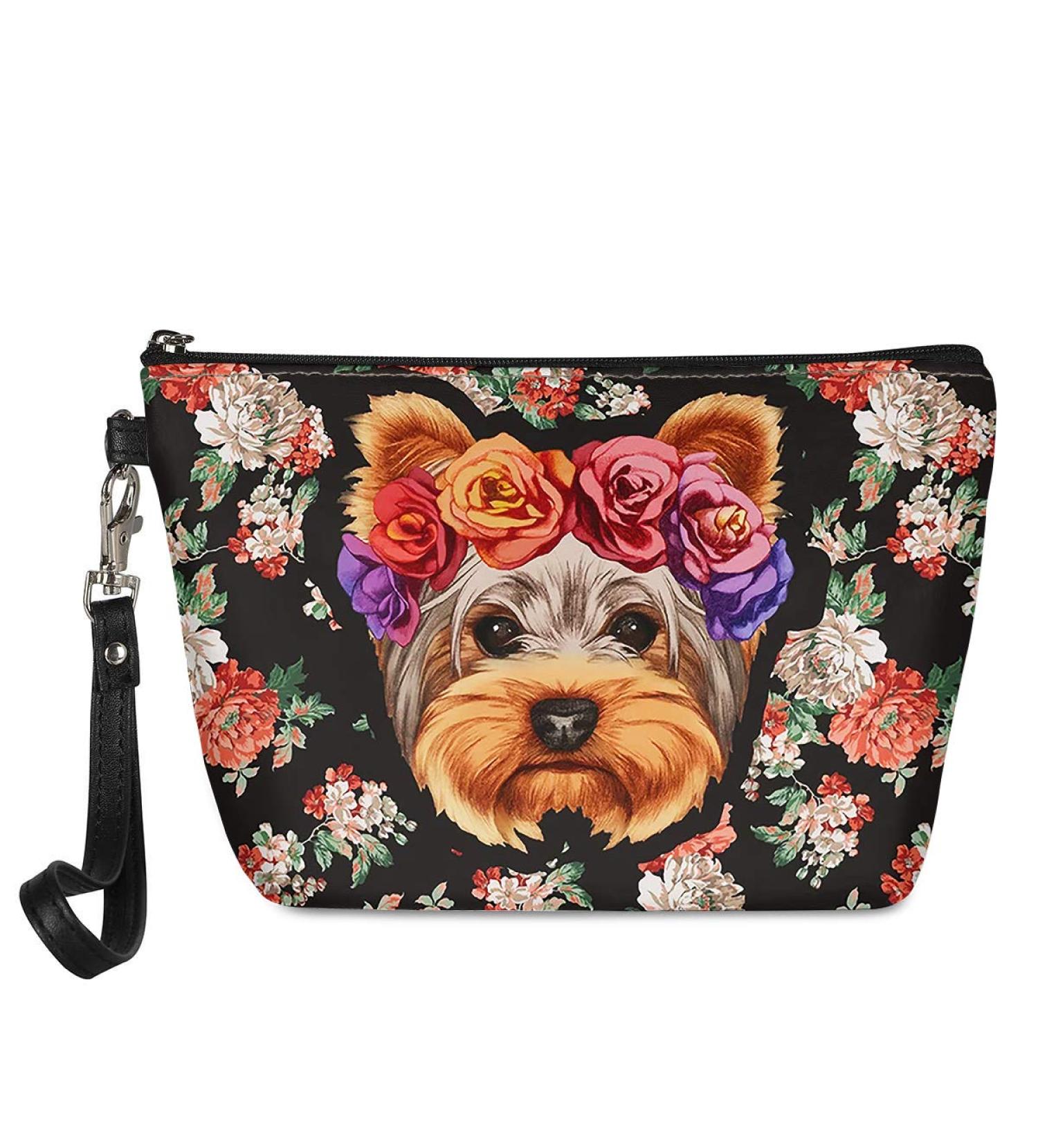 Biyejit Floral Cosmetic Bag - Small Makeup Organizer for Travel Zippered Hand Luggage Gift for Women & Girls - Buy Online on GoSupps.com