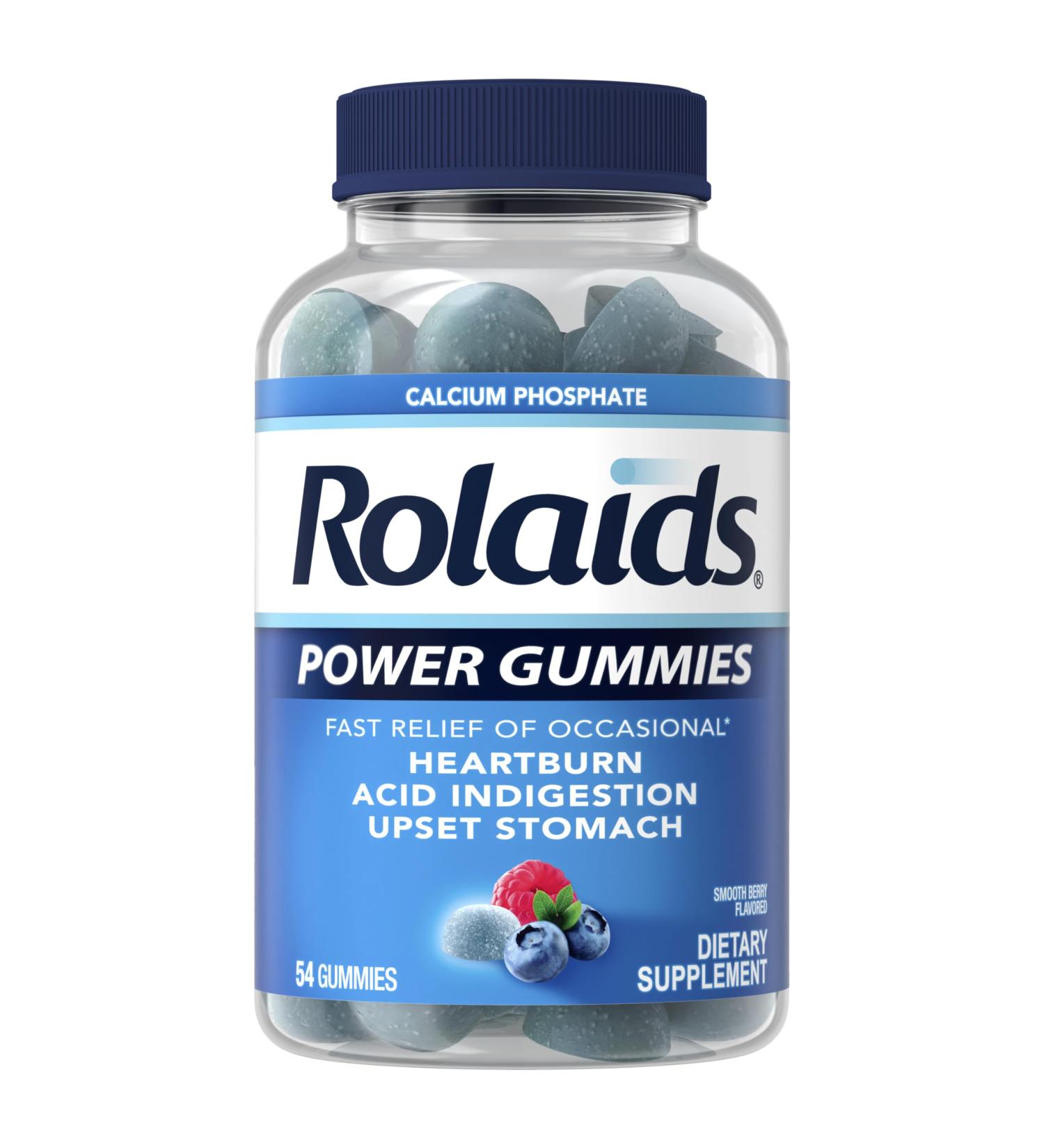 Rolaids Power Gummies - Fast Relief for Heartburn & Acid Indigestion | Smooth Berry Flavor - 54 Count Dietary Supplement - Shop Internationally - Buy Online on GoSupps.com