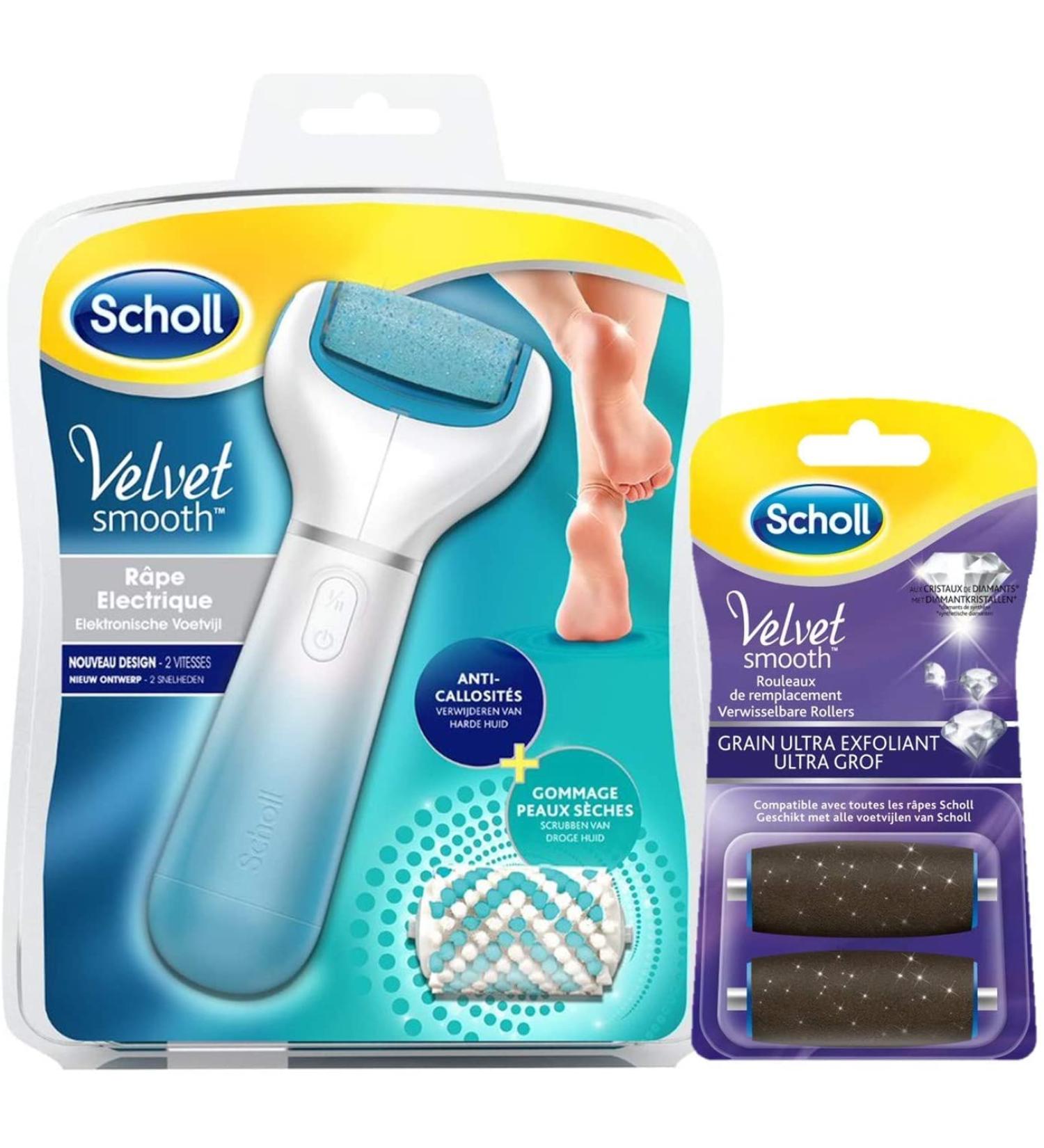Scholl Electric Grater - Velvet Smooth with 2 Ultra Peeling Rolls | International Shipping Available - Buy Online on GoSupps.com