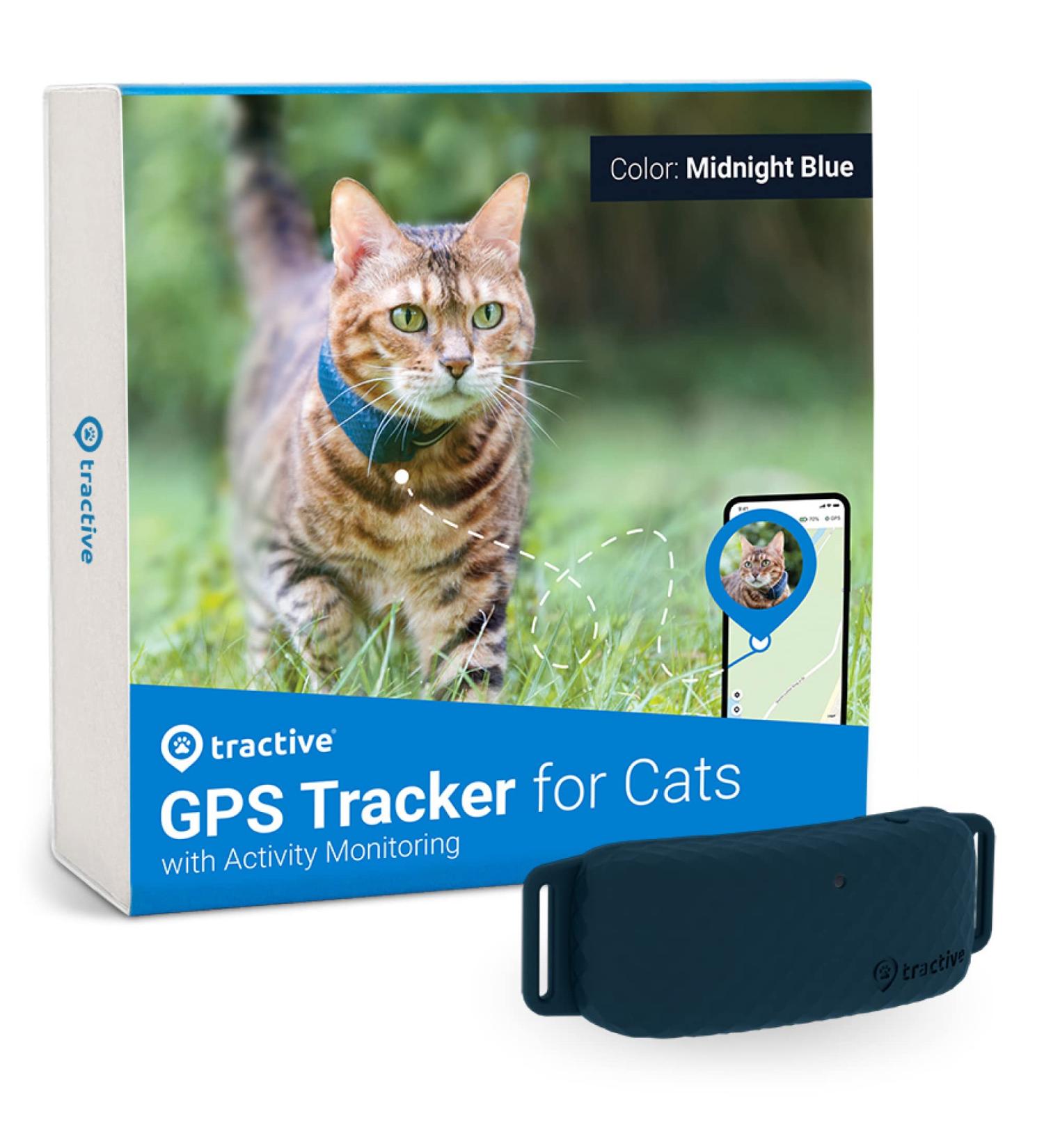 Tractive Waterproof GPS Cat Tracker - Dark Blue | Unlimited Range & Activity Monitoring - Buy Online on GoSupps.com