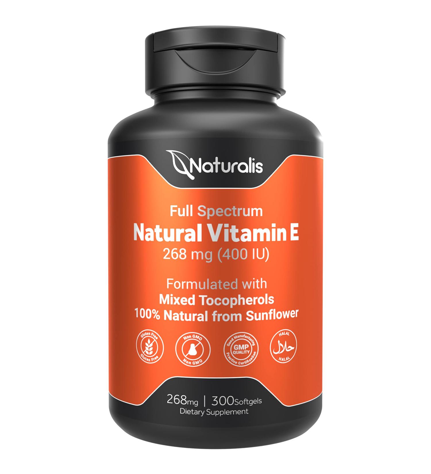 Naturalis Sunflower Vitamin E 268mg | Skin & Immune Support | Non-GMO & Gluten Free | 300 Softgels - Buy Online on GoSupps.com