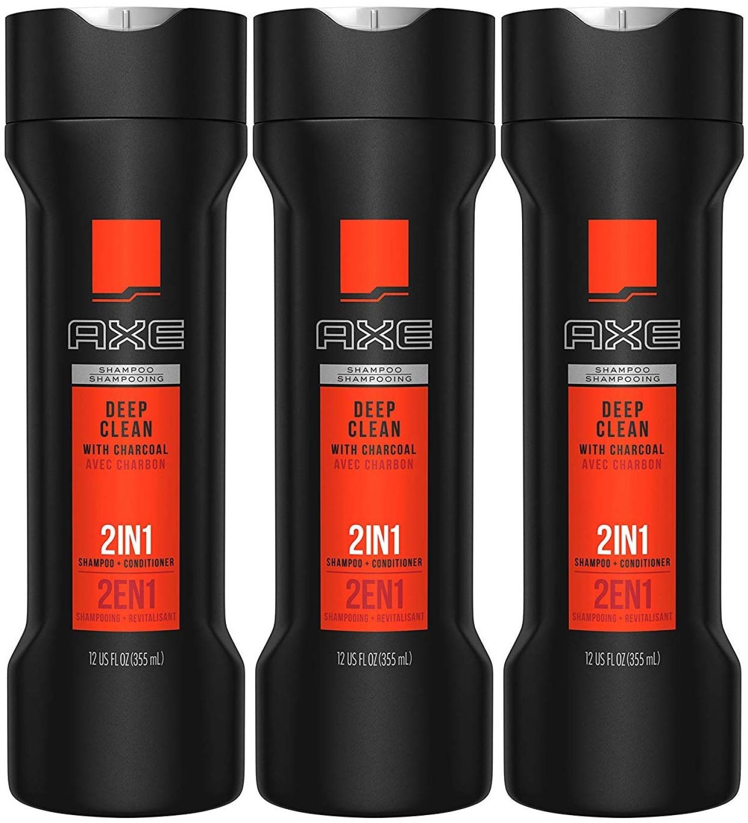 AXE 2-in-1 Shampoo and Conditioner Deep Clean With Charcoal 12 Ounce (Pack of 3)
