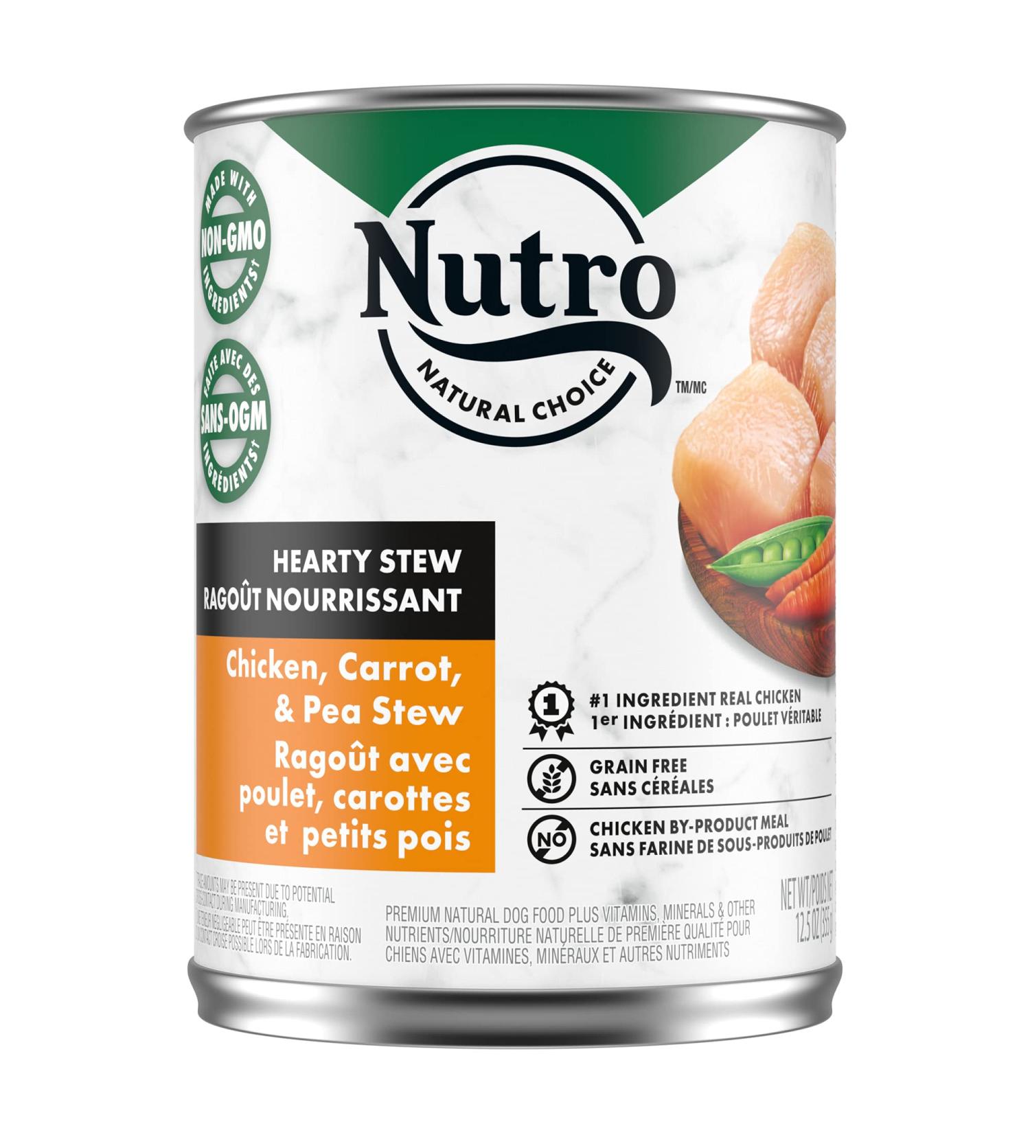 NUTRO Natural Choice Hearty Stew Adult Wet Dog Food Grain Free Tender Chicken Carrot & Pea Stew 355g Can (Pack of 12) - Buy Online on GoSupps.com