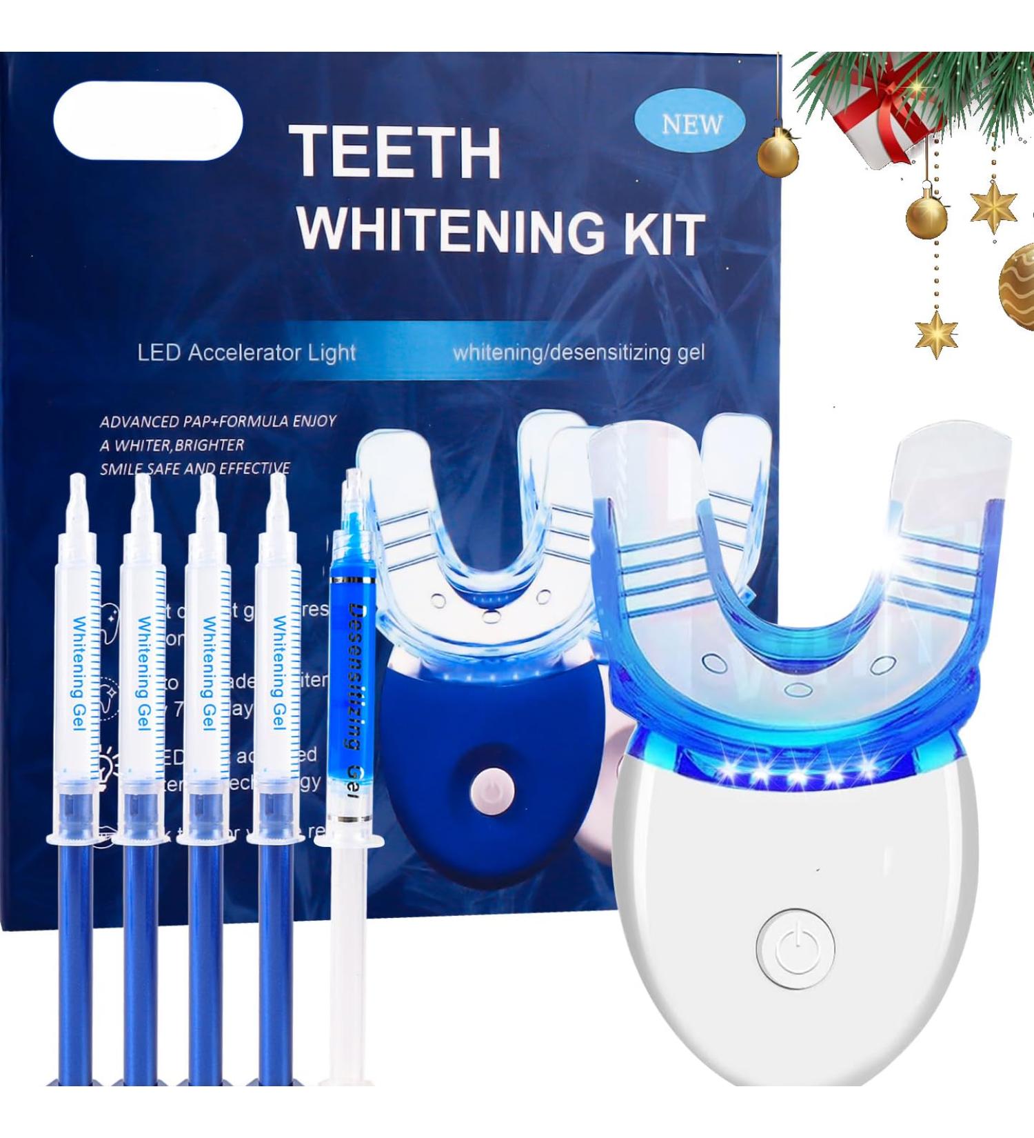 PingJuXuan LED Teeth Whitening Light Teeth Whitening Kit with 5 X 3ml Carbamide Peroxide Teeth Whitening Gel Safe Enamel Perfect ift for Parents Girlfriend/Boyfriend Gift. - Buy Online on GoSupps.com