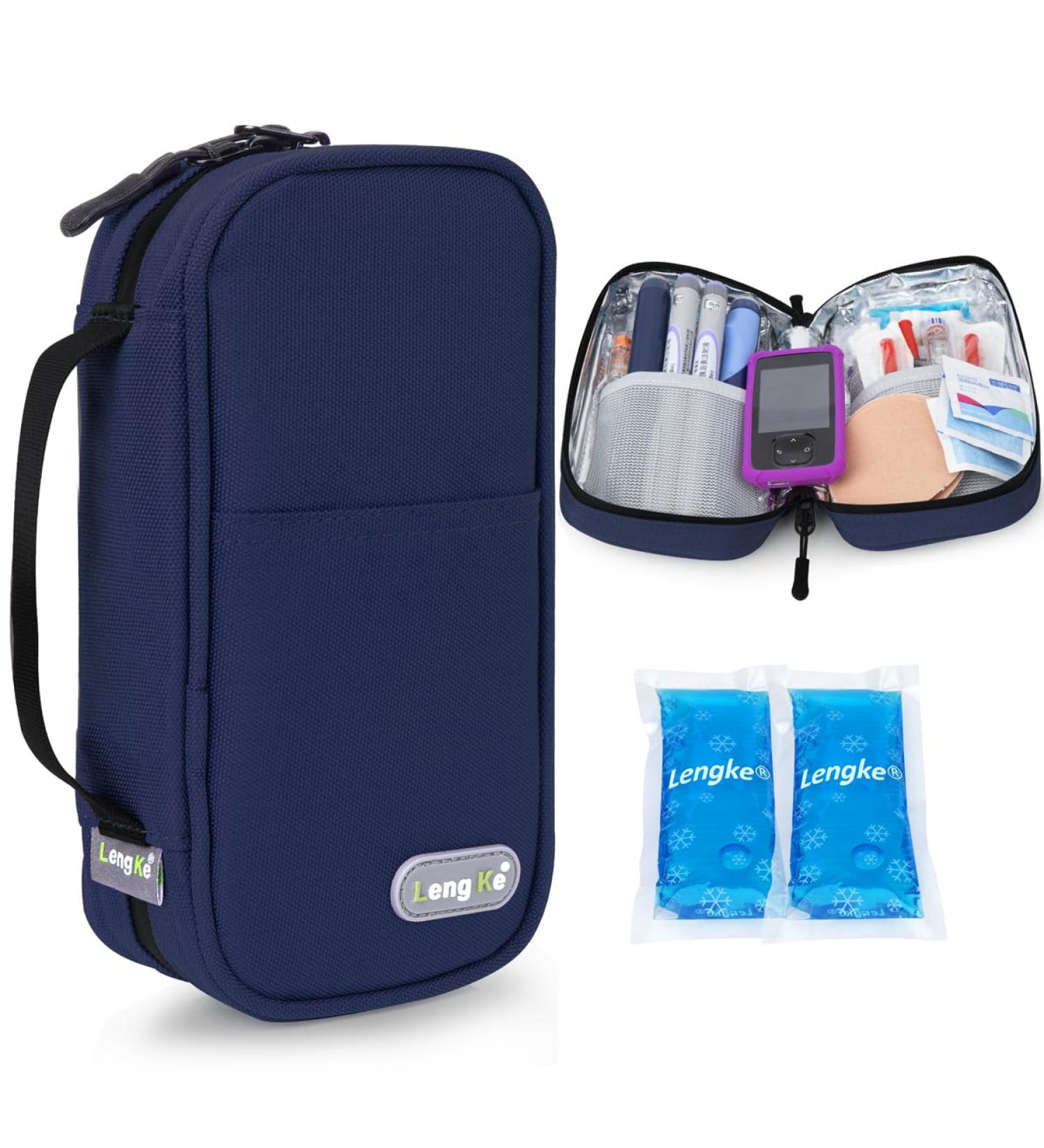 Youshares Insulin Cooling Bag | Large Capacity Diabetes Bag with 2 Cooling Packs - Keep Medications Safe & Cold - Navy Blue Y10 - Buy Online on GoSupps.com