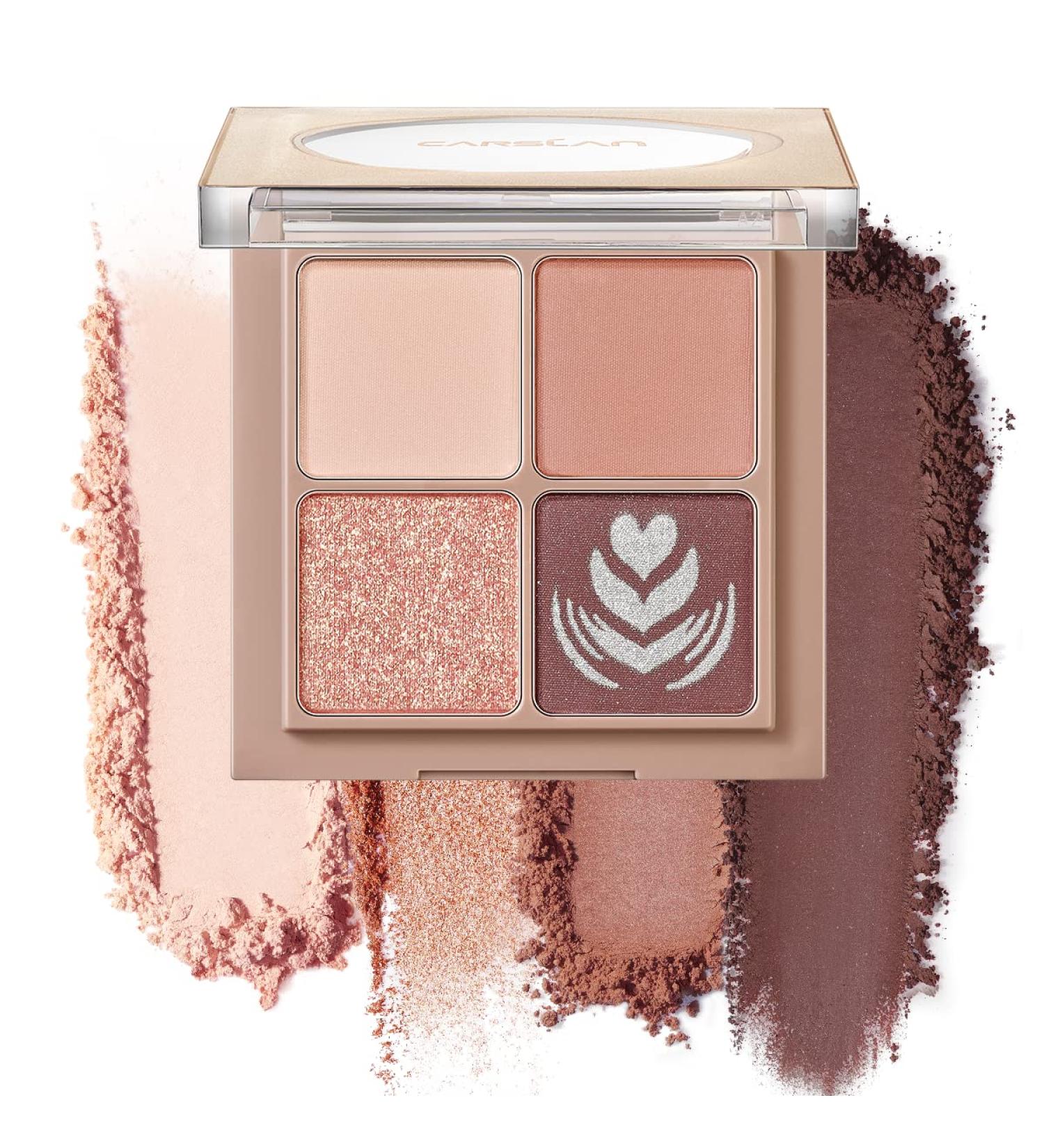 CARSLAN 4 Color Eyeshadow Palette - Nude Neutral Matte and Glitter Shimmer Shades - Travel-Friendly Makeup Set - 04 c.04 Latte - Buy Online on GoSupps.com
