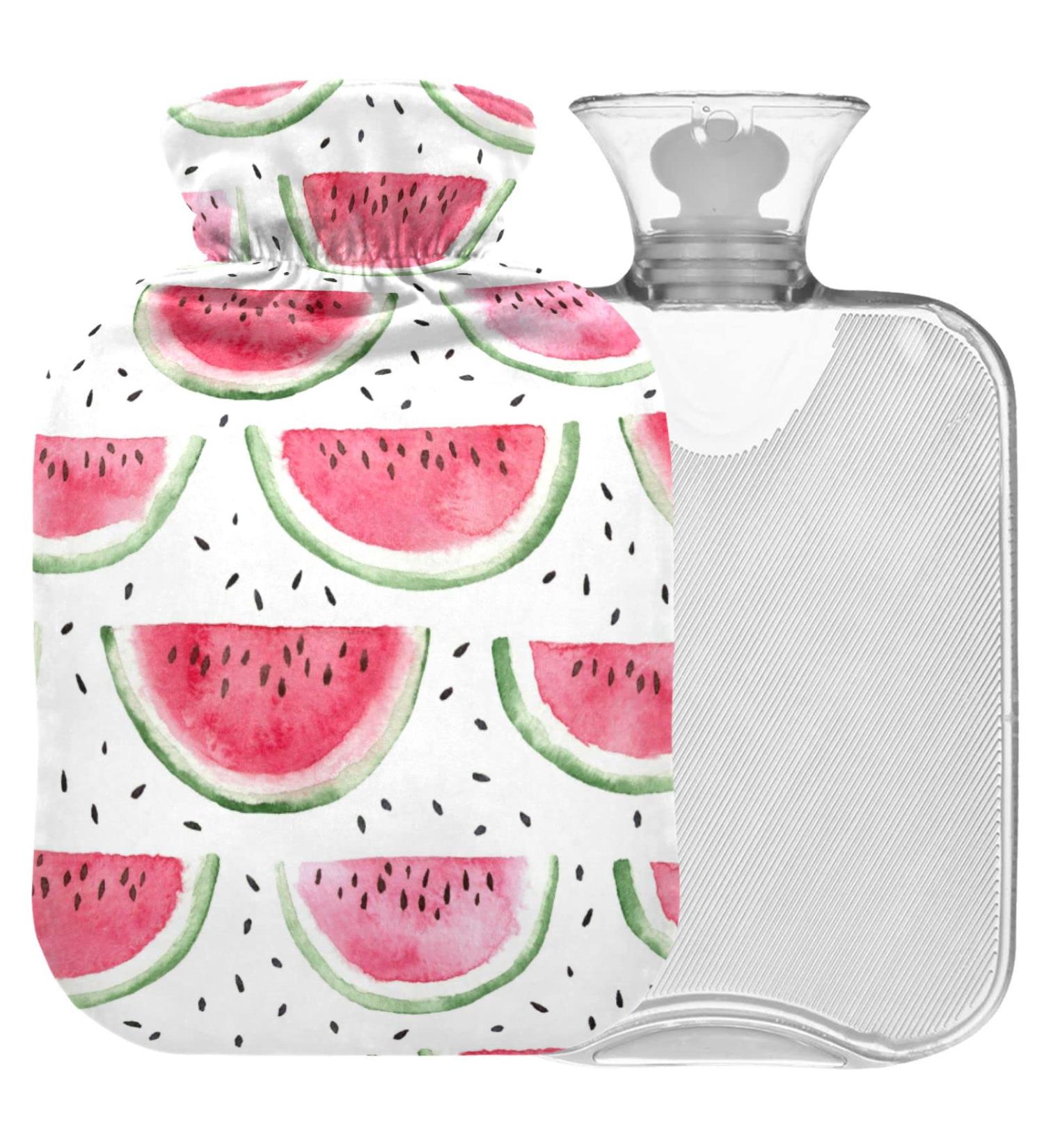 Shop Naanle Watermelon Slice Heat Bottle 1L | Transparent Hot Water Bottle with Cover for Pain Relief & Warmth Therapy - Buy Online on GoSupps.com
