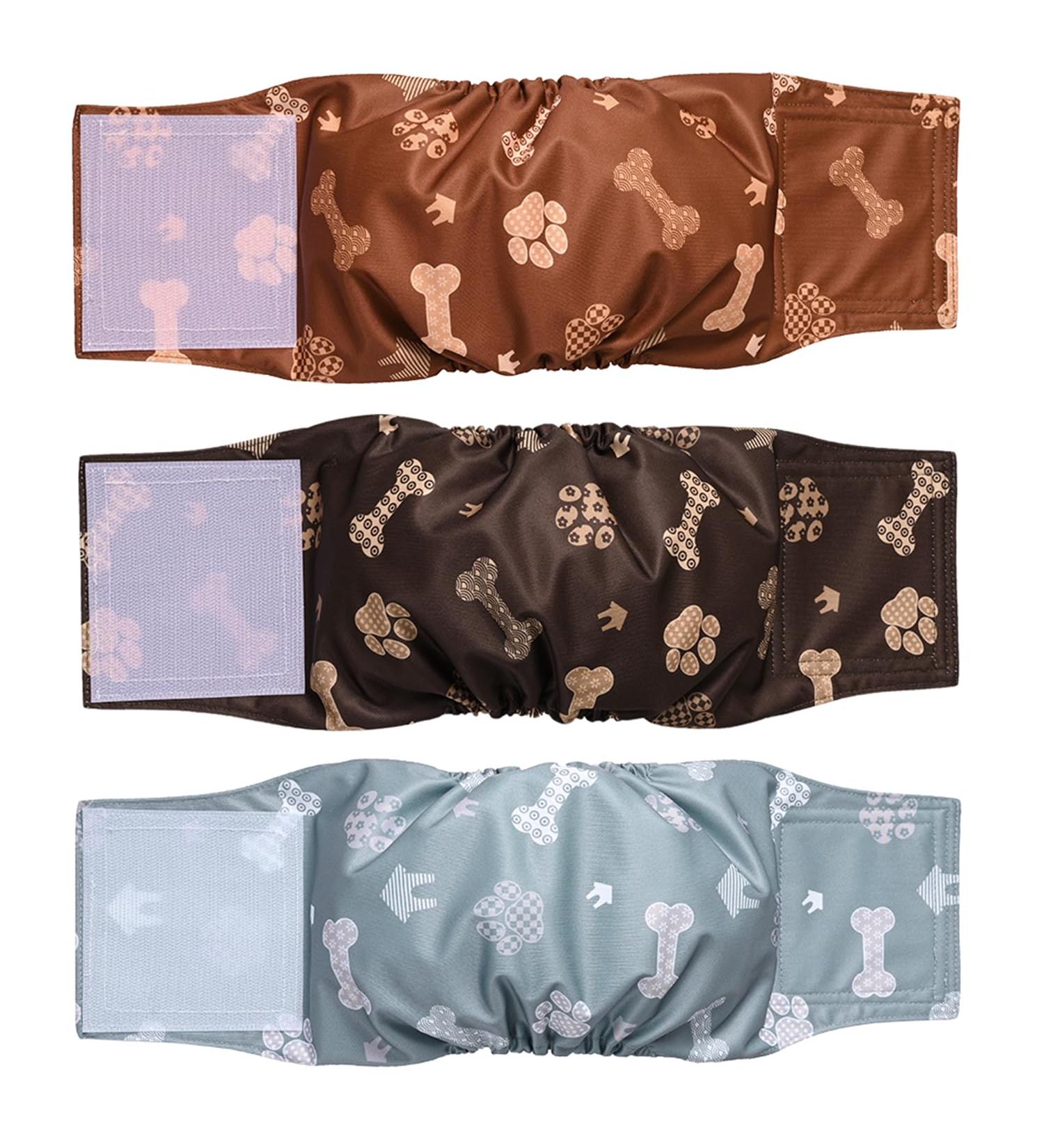 Premium Washable Belly Bands for Male Dogs - Pack of 3 | Dog Diapers & Belly Bands (S Print) - International Shipping Available - Buy Online on GoSupps.com