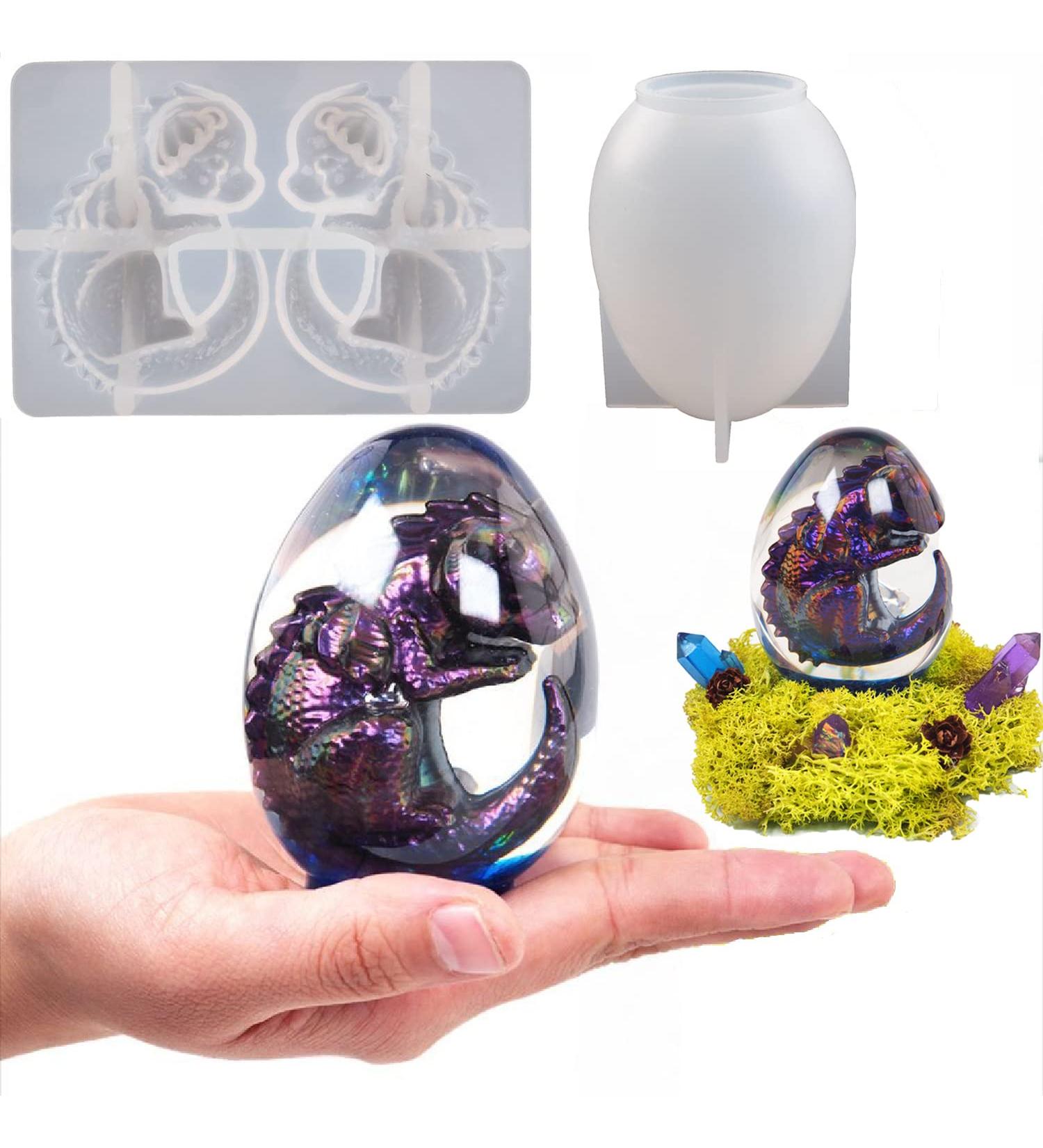 Dragon Egg and Dinosaur Silicone Resin Mold - 2 Pack | Easter Egg, Candle, and Home Decoration Mold - Buy Online on GoSupps.com