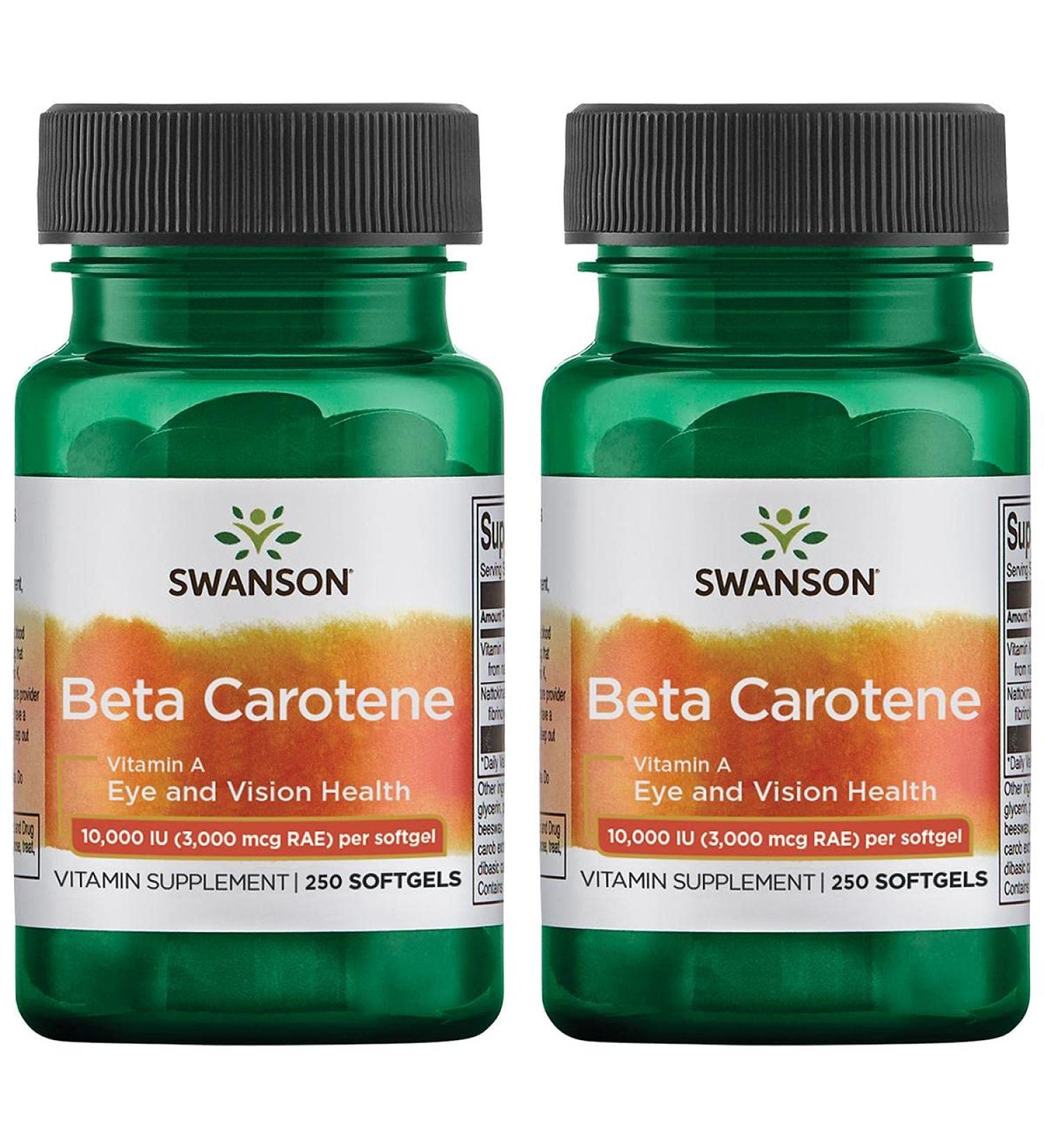 Swanson Beta-Carotene 3000mcg - Vitamin A Supplement for Immune, Eye & Skin Health - 2 Pack of 250 Softgels - Natural Wellness Formula - Buy Online on GoSupps.com