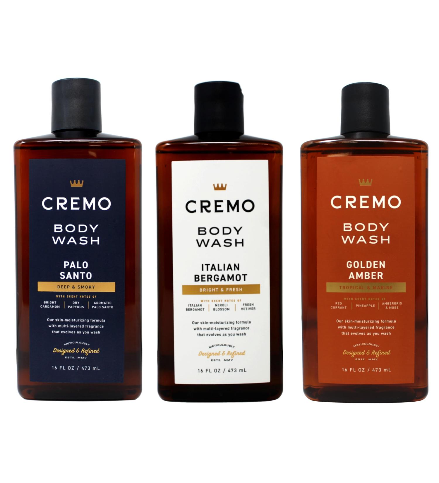 Cremo Body Wash Set 16 FL OZ - Palo Santo Italian Bergamot Golden Amber Skin-Moisturizing Formula 16 FL OZ Each - Buy Online on GoSupps.com