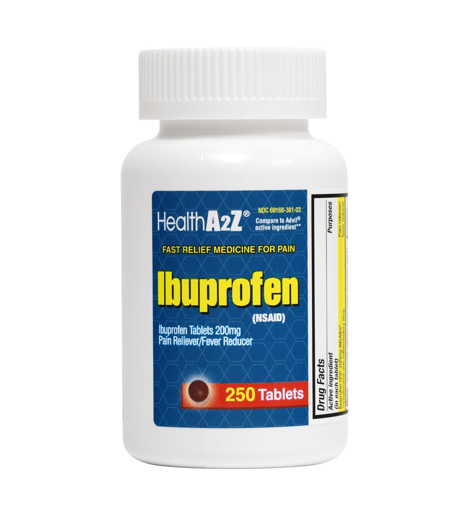 Buy HealthA2Z Ibuprofen 200mg - Pain Relief for Headaches Body Aches Arthritis & More (250 Count) - Fast Shipping Worldwide - Buy Online on GoSupps.com